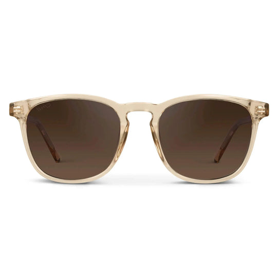 Crystal Sand Brown / Dark Beige Gradient Lens || Men's Light Brown Square Frame Sunglasses with Brown Polarized Lenses