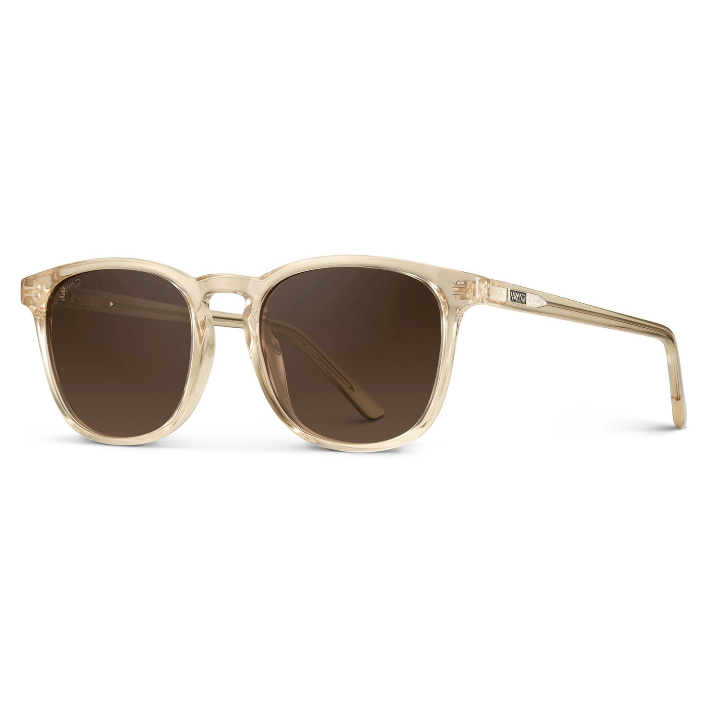 Crystal Sand Brown / Dark Beige Gradient Lens || Light Brown Square Frame Sunglasses with Brown Polarized Lenses