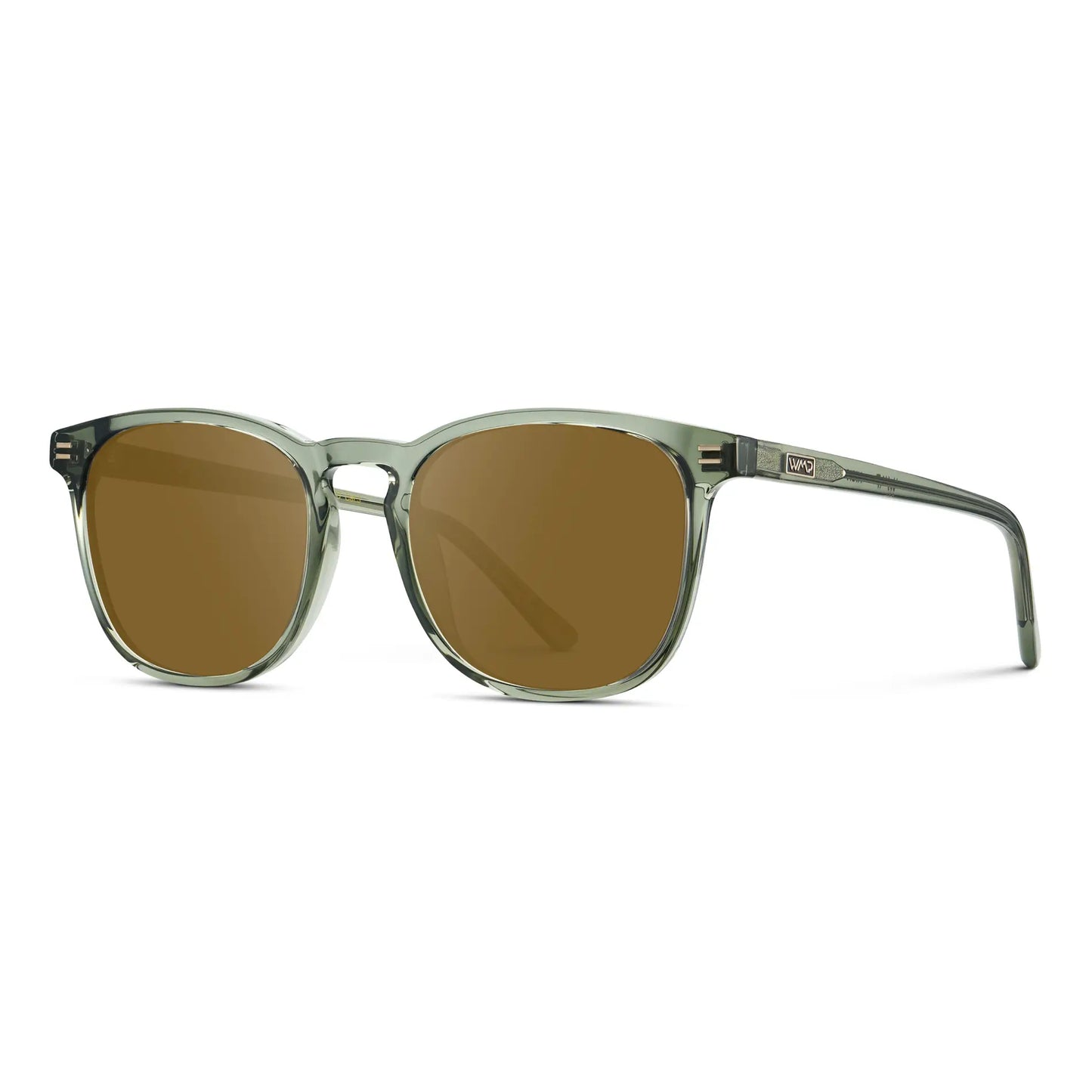 Sage Green / Amber || Green Square Frame Prescription Sunglasses with Brown Lenses