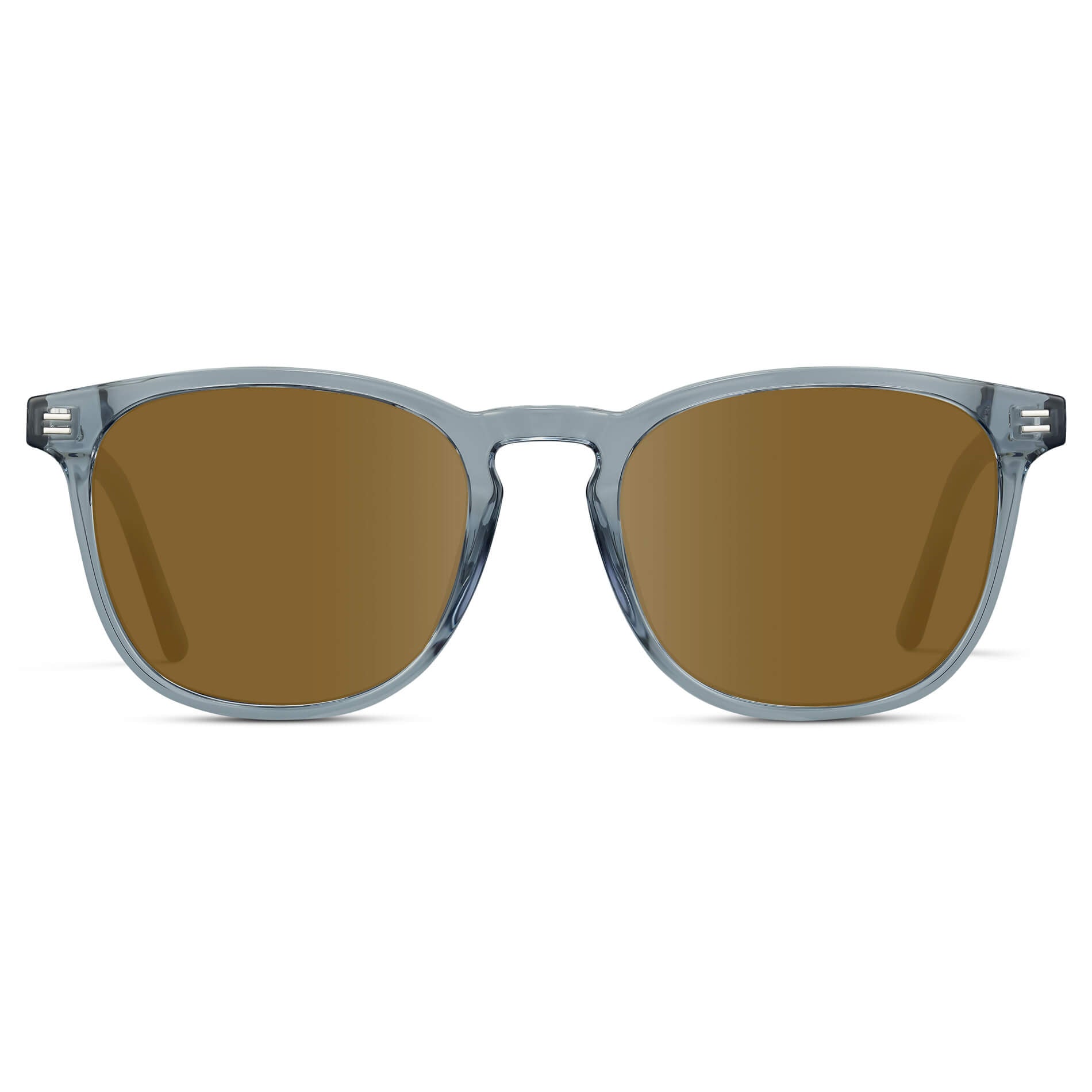 Crystal Cadet Grey / Amber Lens || Grey Square Frame Prescription Sunglasses with Brown Lenses