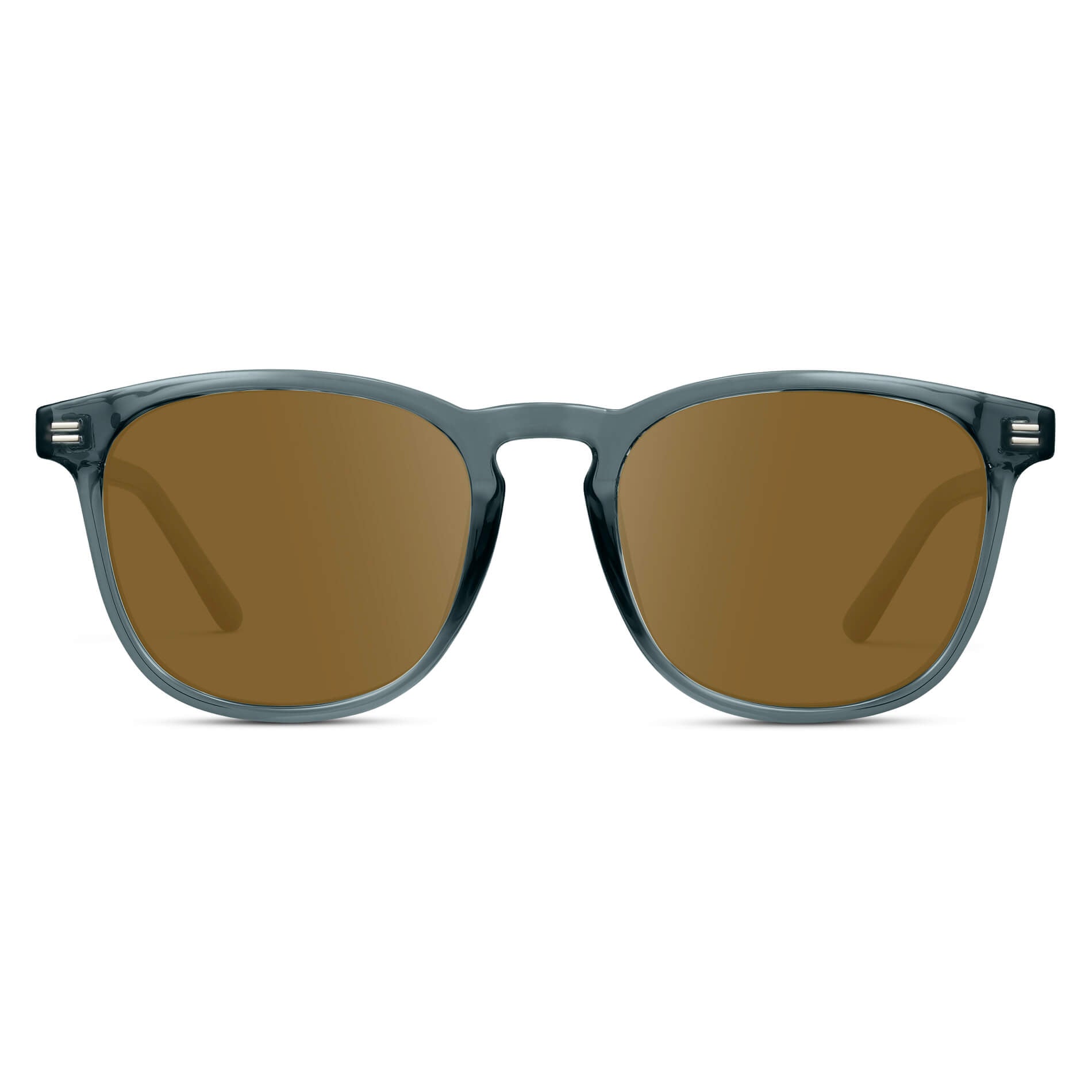 Crystal Stone Blue / Amber Lens || Blue Square Frame Prescription Sunglasses with Brown Lenses