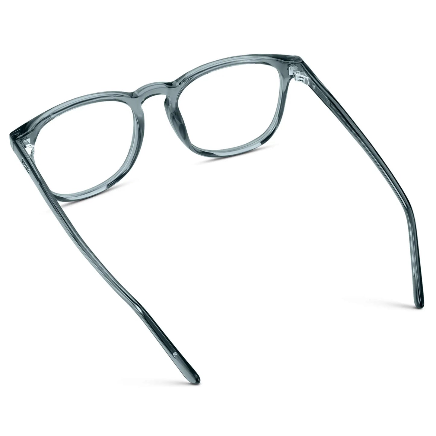 Crystal Stone Blue || Back view of Men's Square Prescription Glasses with Crystal Stone Blue Frame and Clear Lenses on a white background