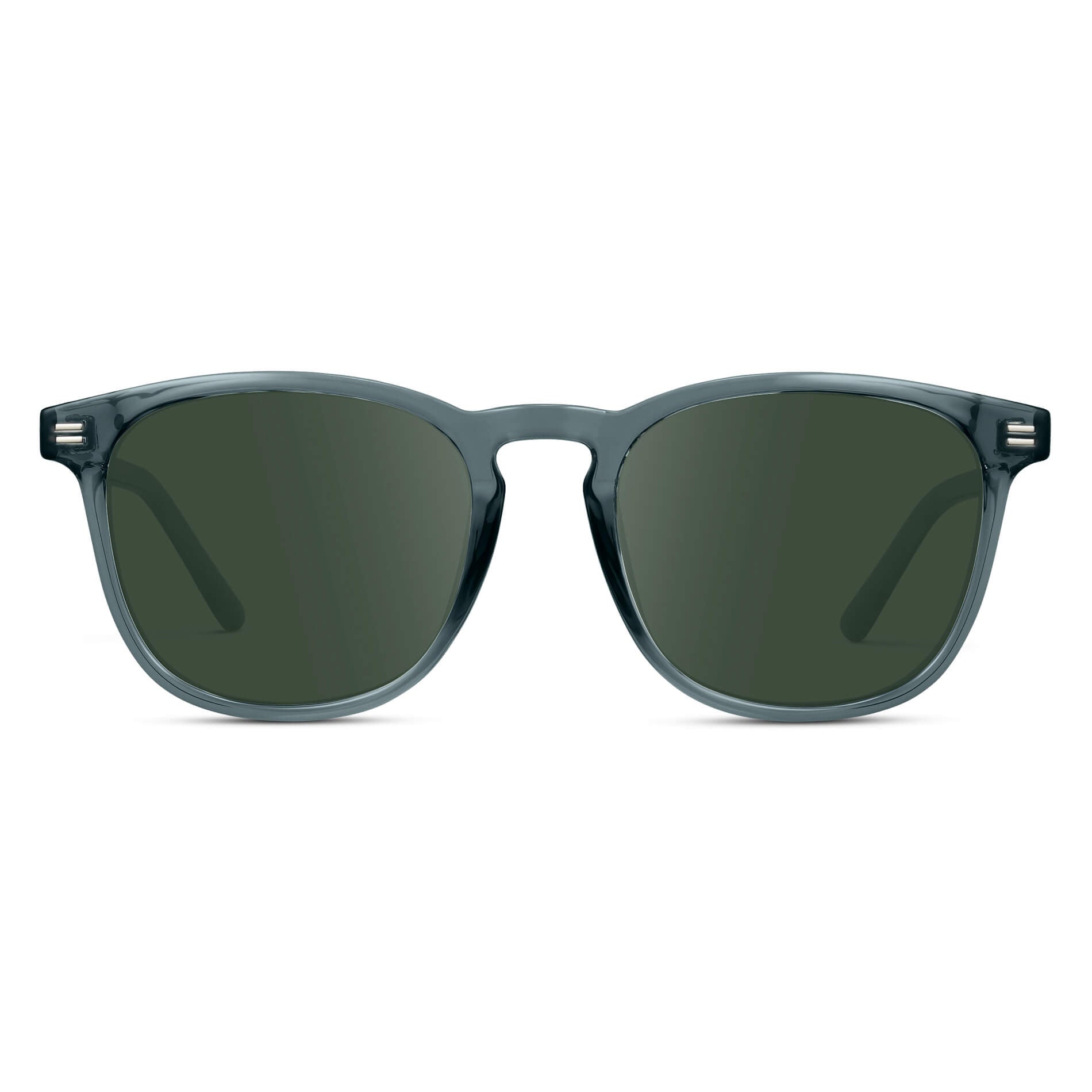 Crystal Stone Blue / G15 Lens || Blue Square Frame Prescription Sunglasses with Green Lenses