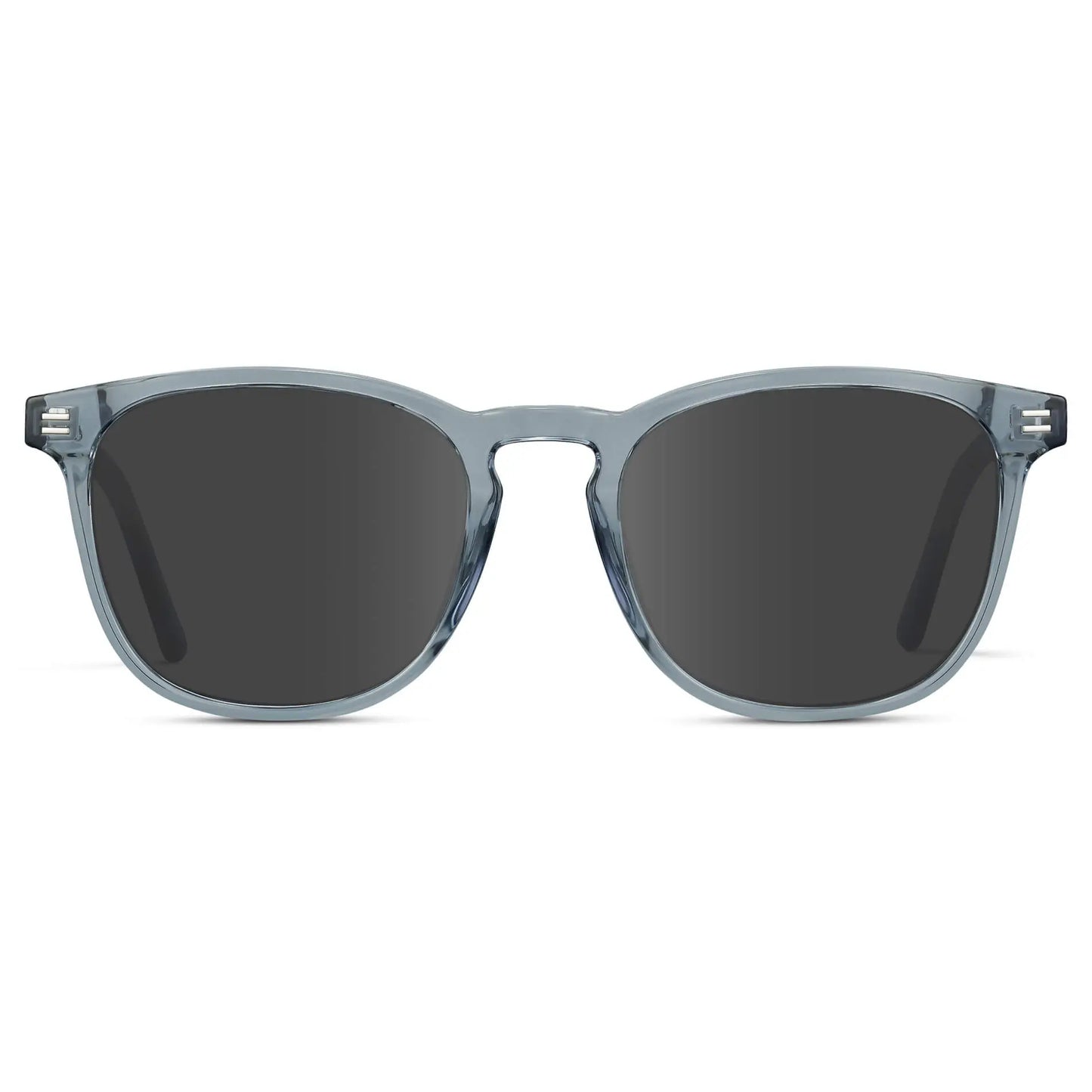 Crystal Cadet Grey / Grey || Grey Square Frame Prescription Sunglasses with Grey Lenses on a white background
