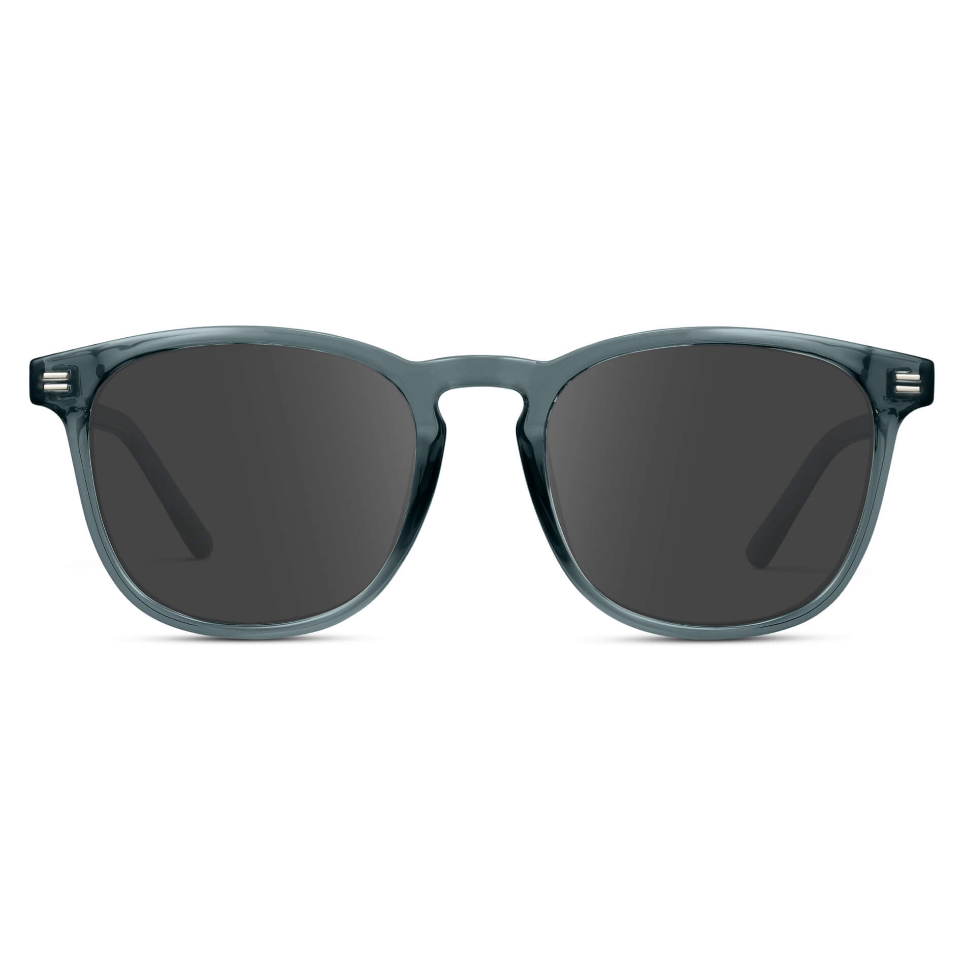 Crystal Stone Blue / Grey Lens || Blue Square Frame Prescription Sunglasses with Grey Lenses