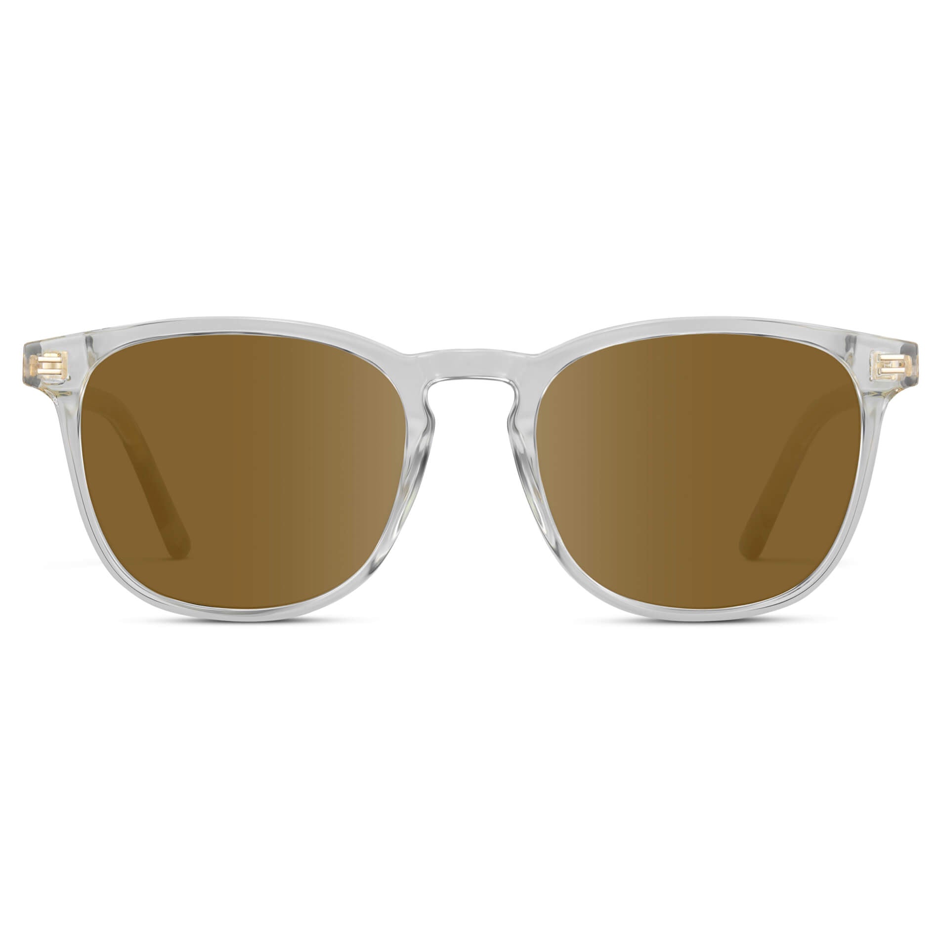 Clear / Amber Lens || Clear Square Frame Prescription Sunglasses with Brown Lenses