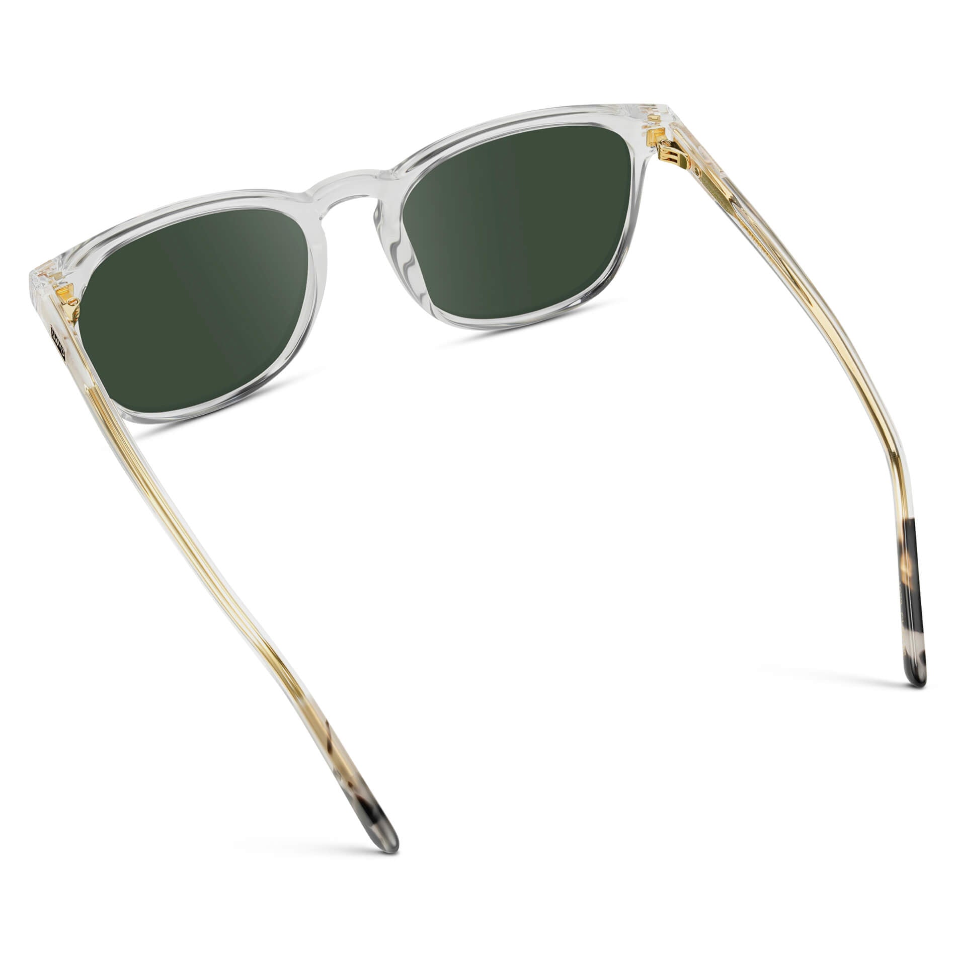 Clear / G15 Lens || Clear Square Frame Prescription Sunglasses with Green Lenses