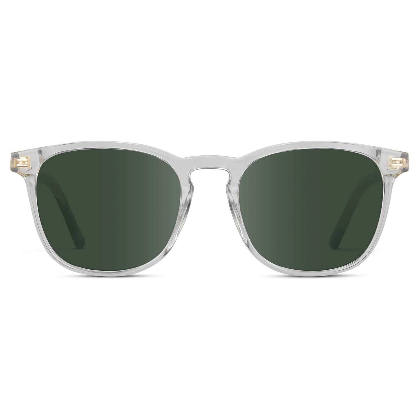 Clear / G15 Lens || Clear Square Frame Prescription Sunglasses with Green Lenses