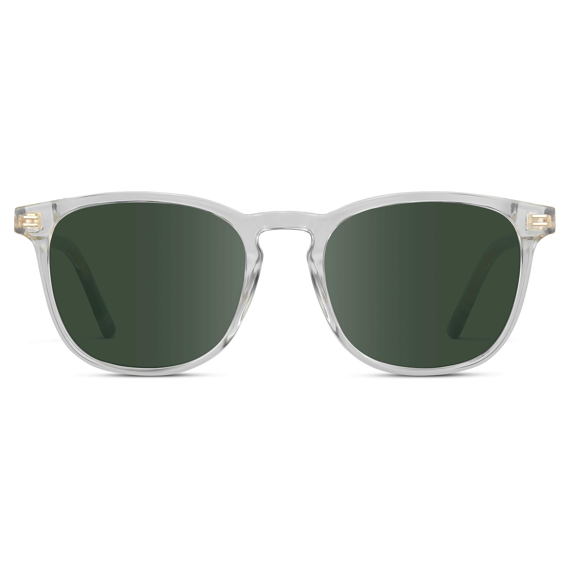 Clear / G15 Lens || Clear Square Frame Prescription Sunglasses with Green Lenses