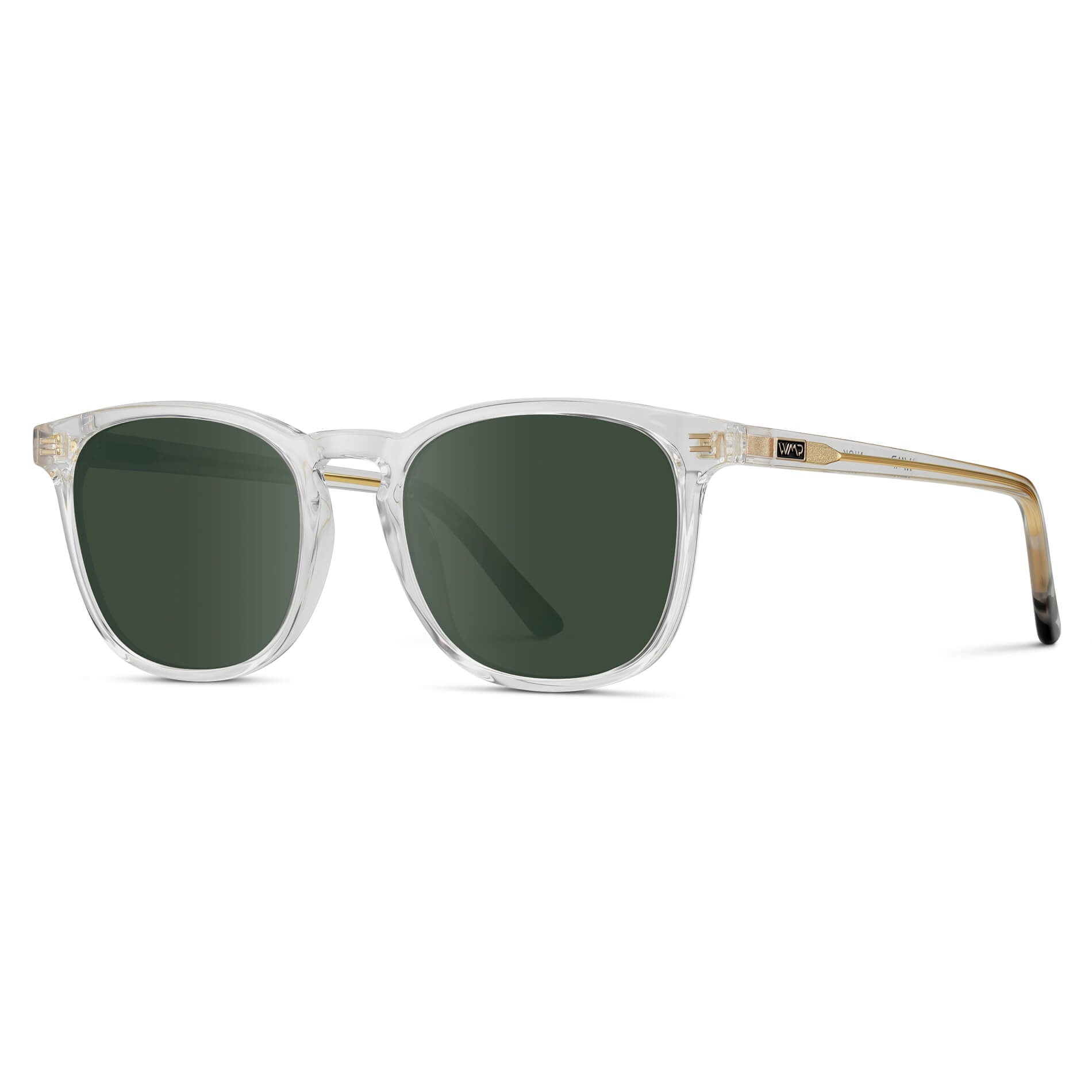 Clear / G15 Lens || Clear Square Frame Prescription Sunglasses with Green Lenses