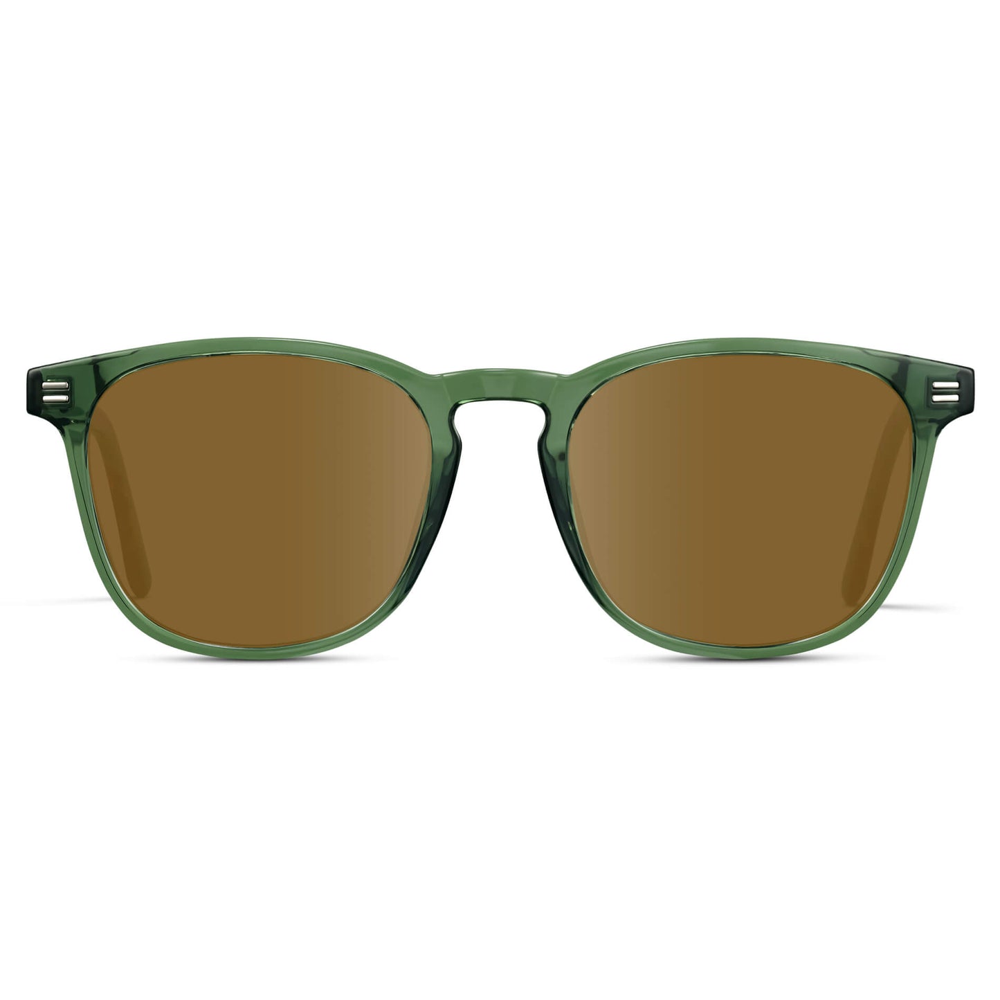 Emerald Green / Amber Lens || Green Square Frame Prescription Sunglasses with Brown Lenses
