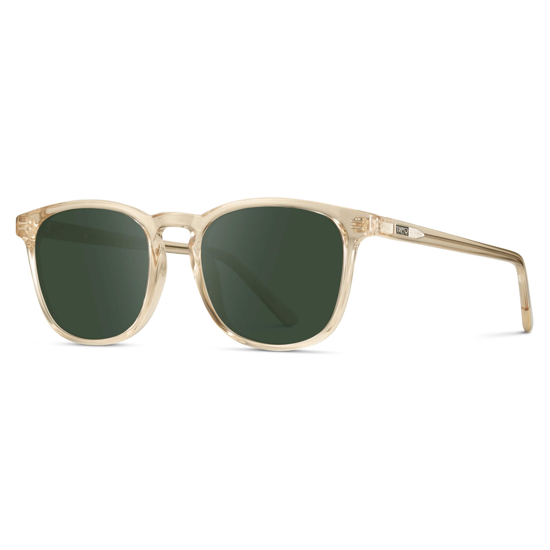 Crystal Sand Brown / G15 Lens || Light Brown Square Frame Prescription Sunglasses with Green Lenses