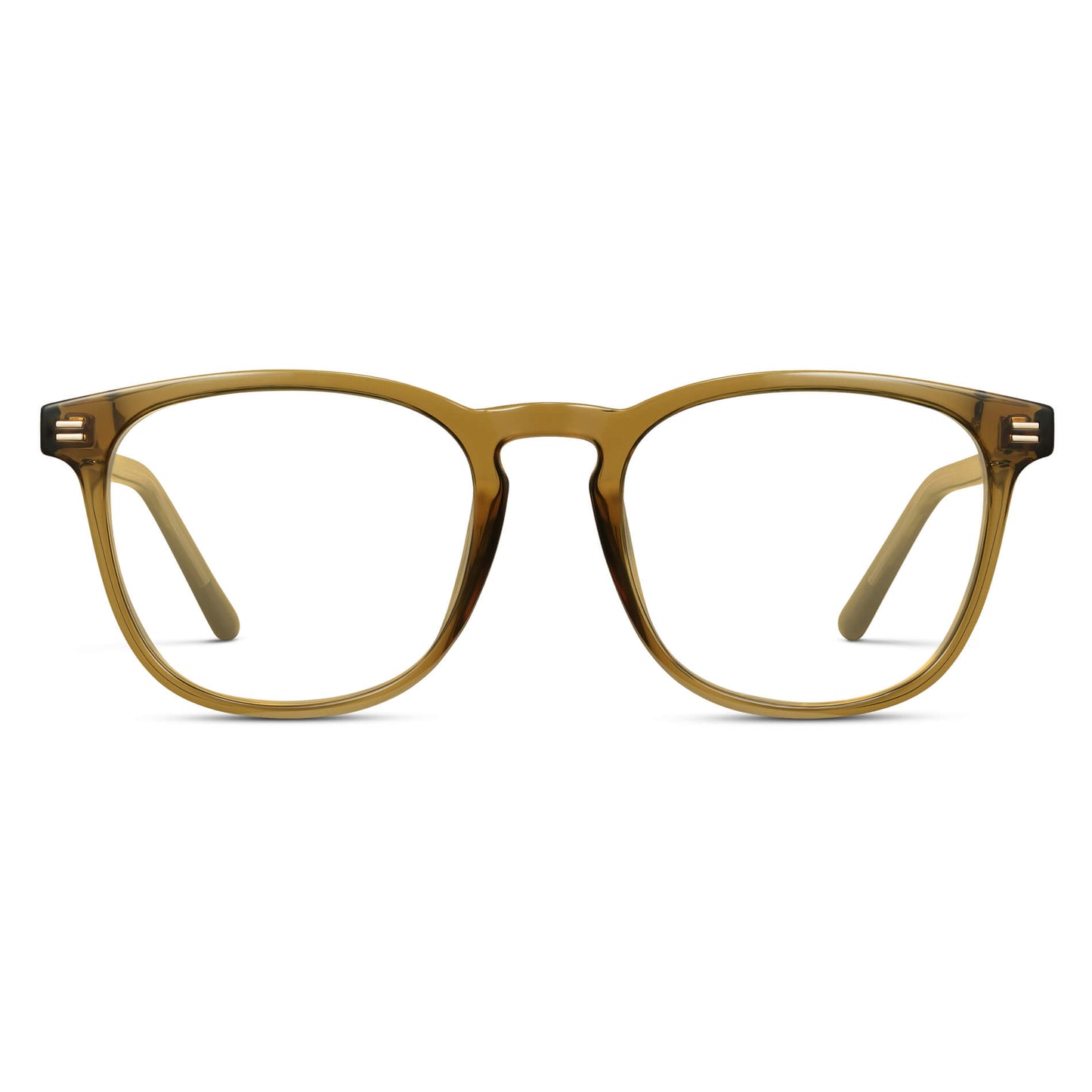 Crystal Verde || Verde Green Brown Square Frame Prescription Glasses with Clear Lenses