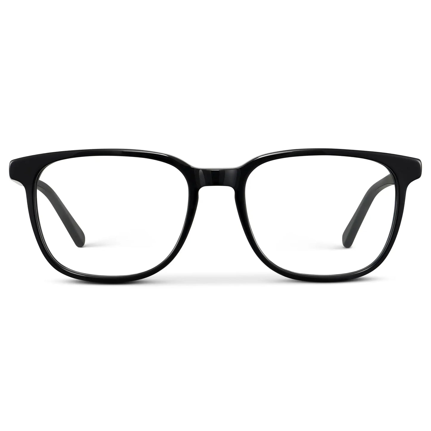 Black || Unisex Oversized Rectangular Blue Light Blocking Glasses with Black Acetate Frame and Clear Lens