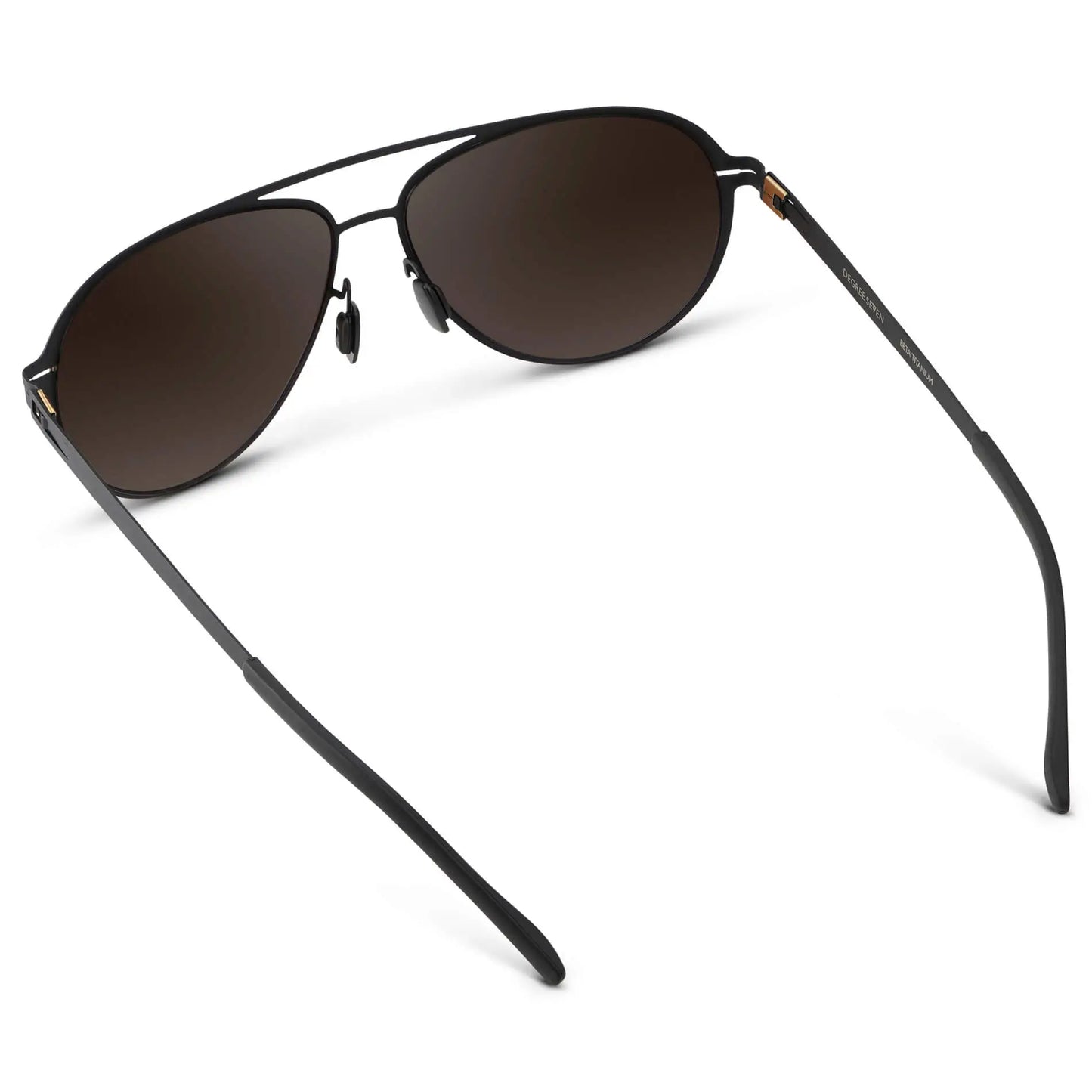 Matte Black / Brown Gradient Lens || Unisex Polarized Aviator Sunglasses with Matte Black Beta Titanium Metal Frame, Screwless Hinges, and Ultra Polarized Brown Gradient Nylon Lens