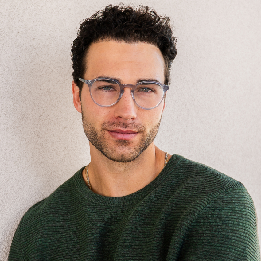 Cloudy Grey || Grey Round Frame Prescription Glasses with Clear Lenses