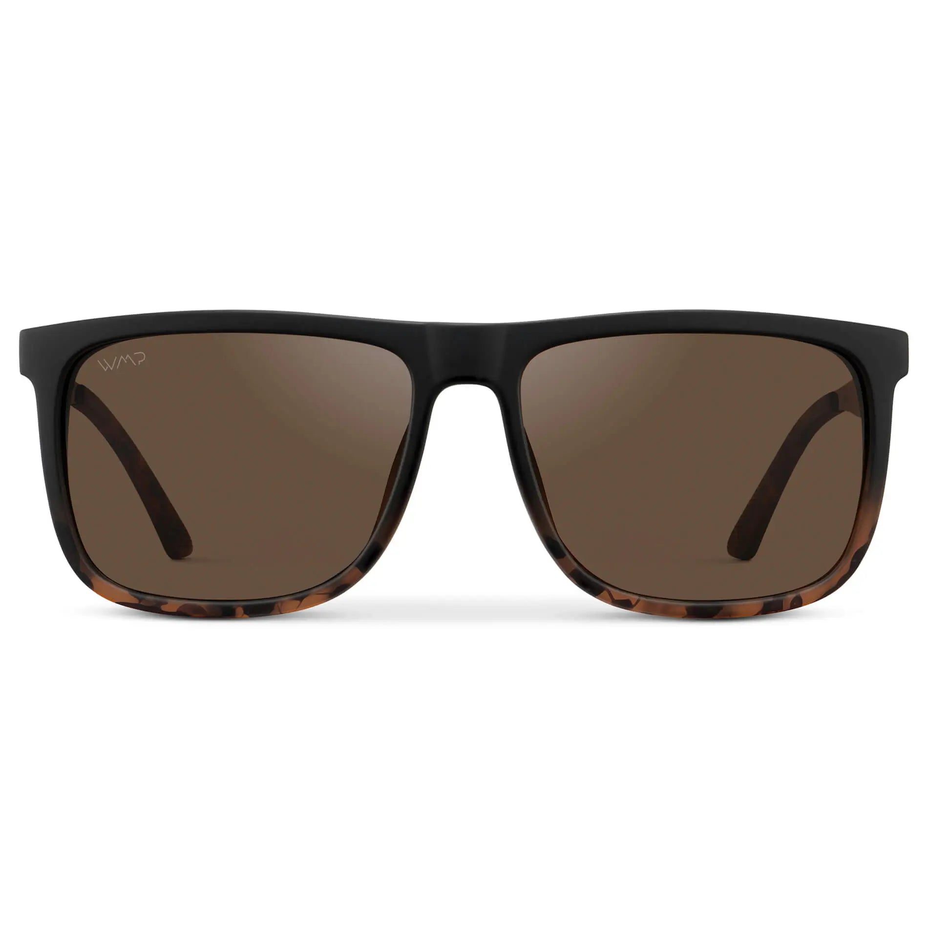 Matte Black Tortoise / Brown Lens || Matte Black Tortoise Square Frame Sunglasses with Brown Polarized Lenses