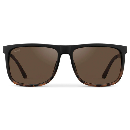 Matte Black Tortoise / Brown Lens || Matte Black Tortoise Square Frame Sunglasses with Brown Polarized Lenses