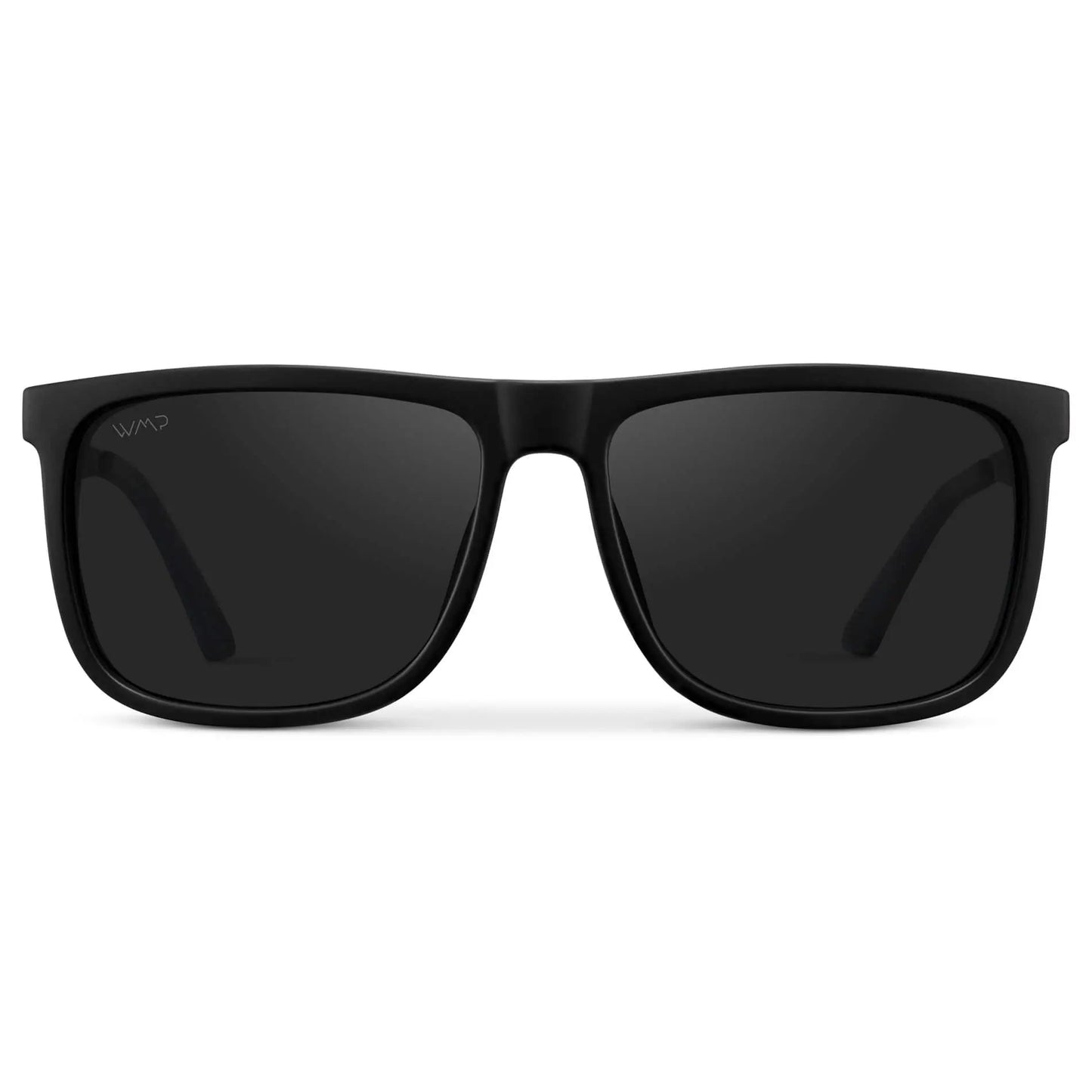 Jade Black || Matte Black Square Frame Sunglasses with Black Polarized Lenses
