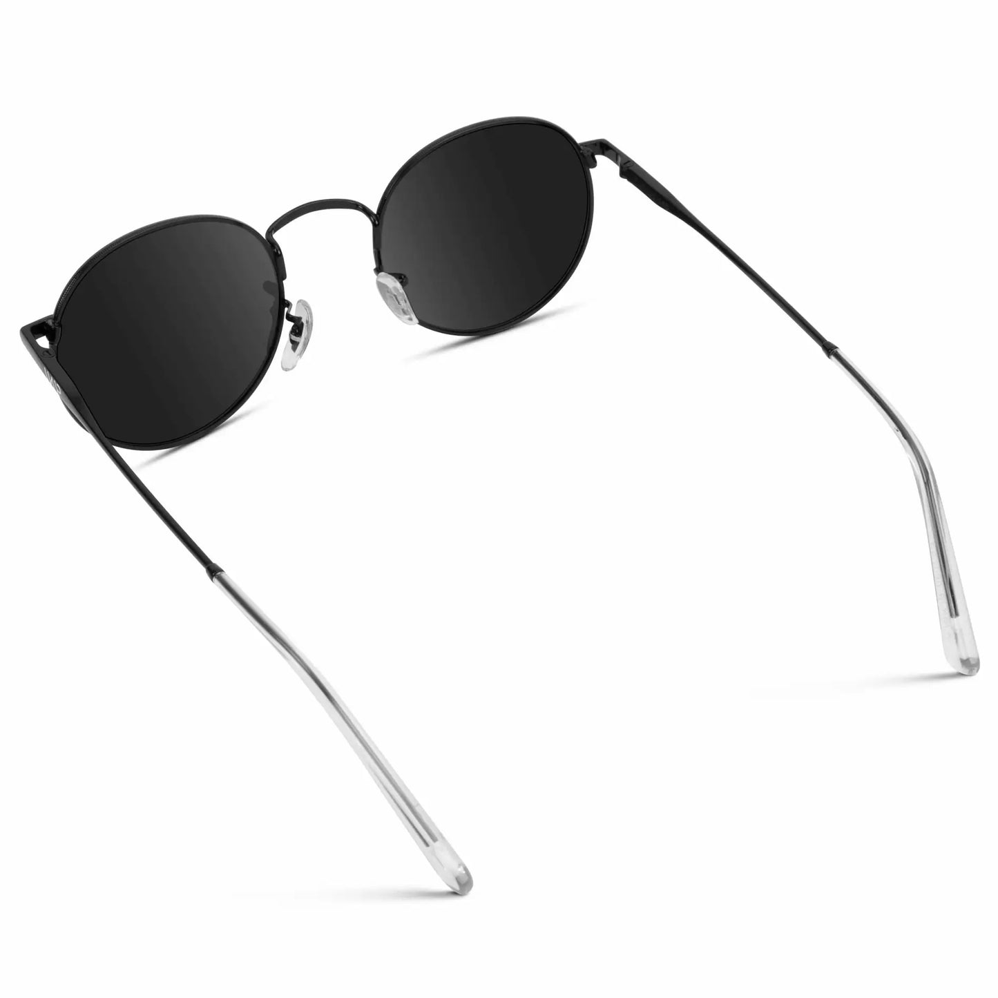 Black / Black Lens || Black Round Metal Frame Sunglasses with Black Polarized Lenses
