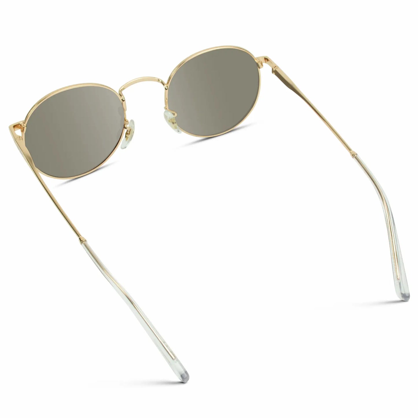 Gold / Blue Lens || Gold Round Metal Frame Sunglasses with Blue Polarized Lenses