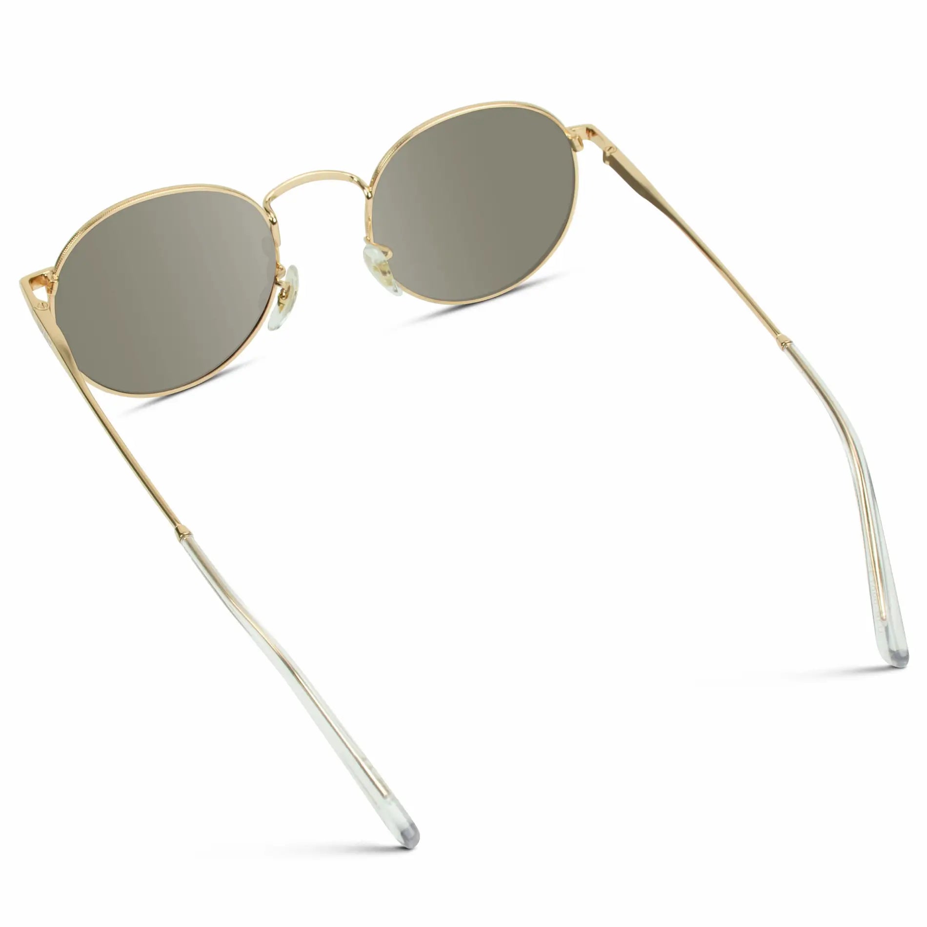 Gold / Blue Lens || Gold Round Metal Frame Sunglasses with Blue Polarized Lenses