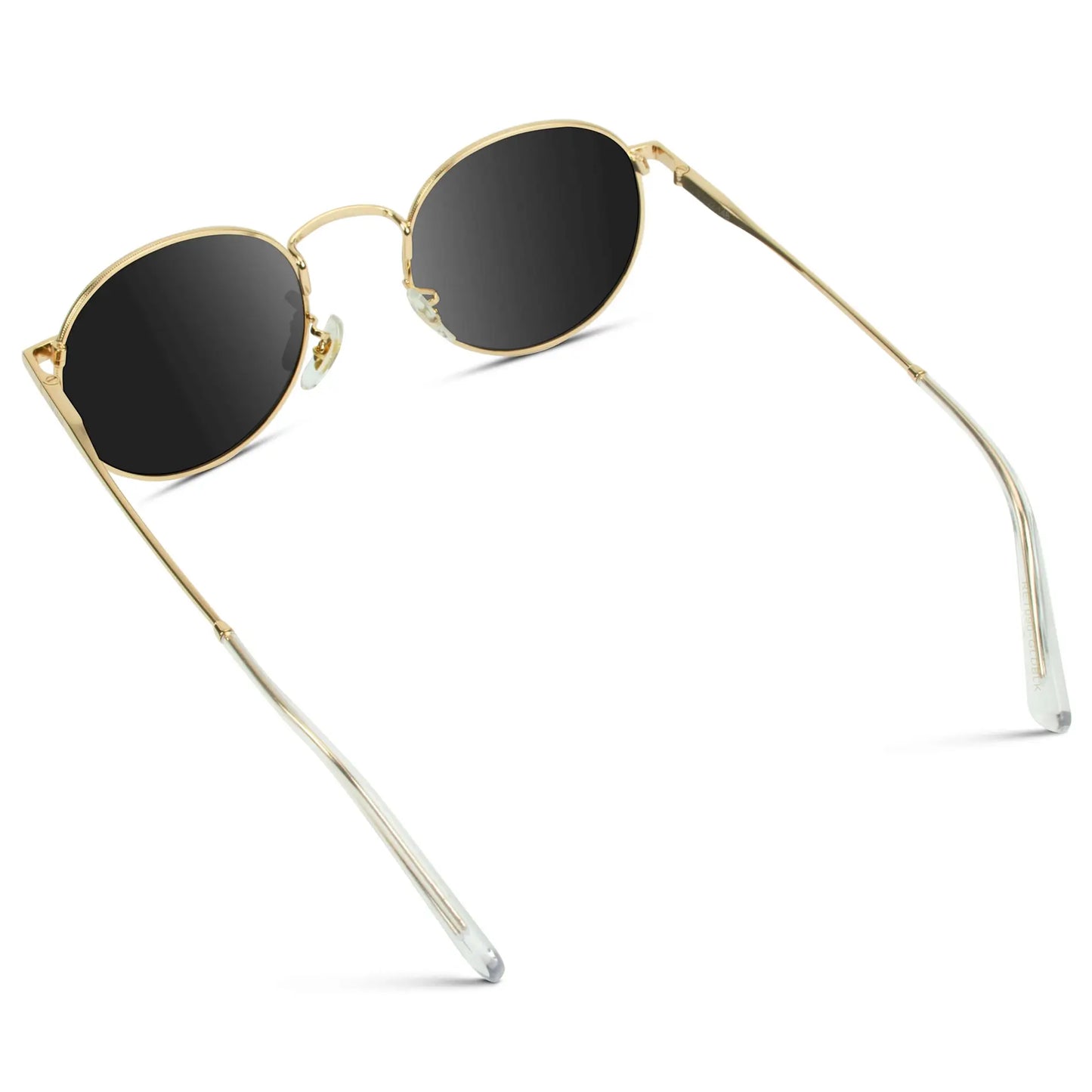 Gold / Black Lens || Gold Round Metal Frame Sunglasses with Black Polarized Lenses