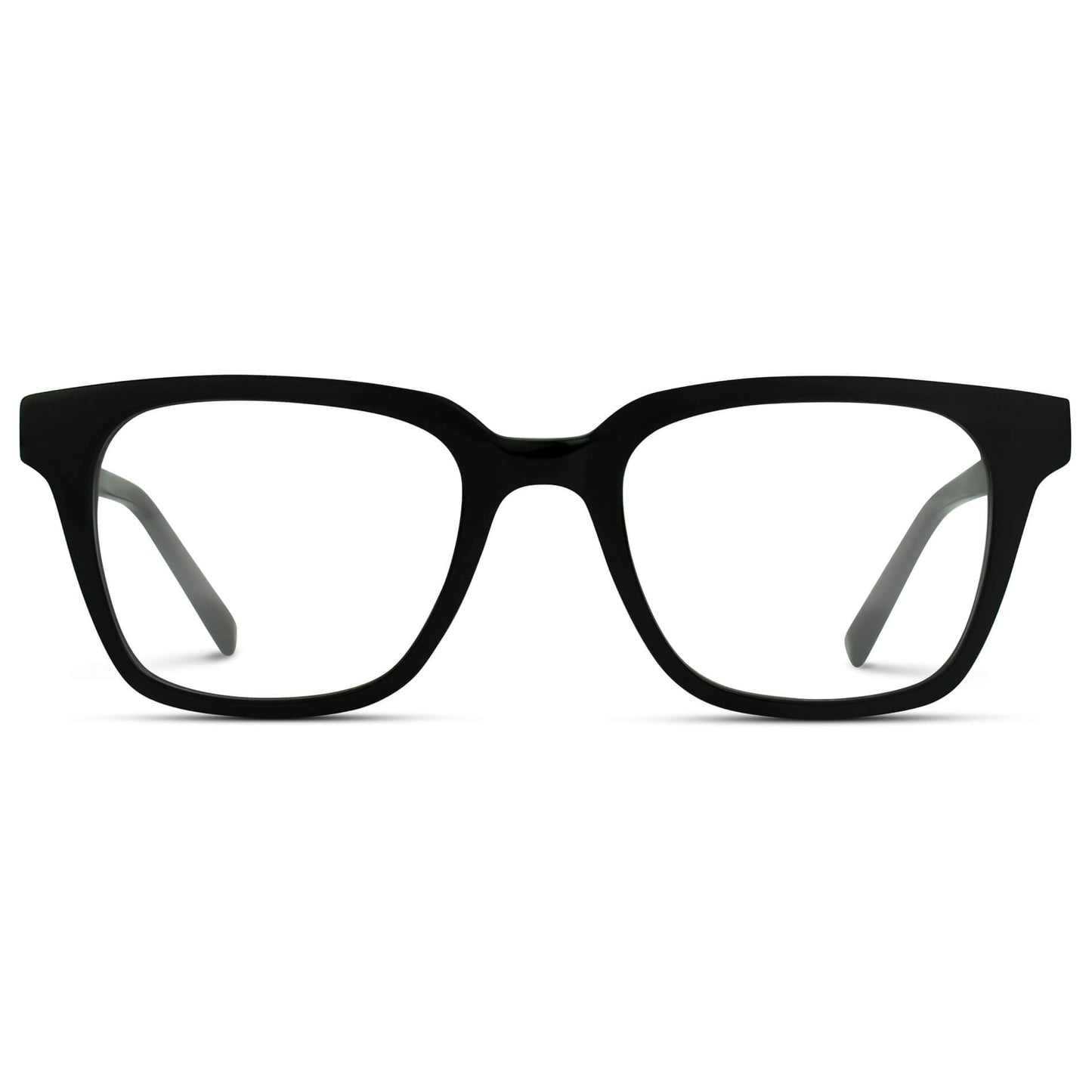Glossy Black || Rectangle Black Frame Glasses with Clear Prescription Lenses