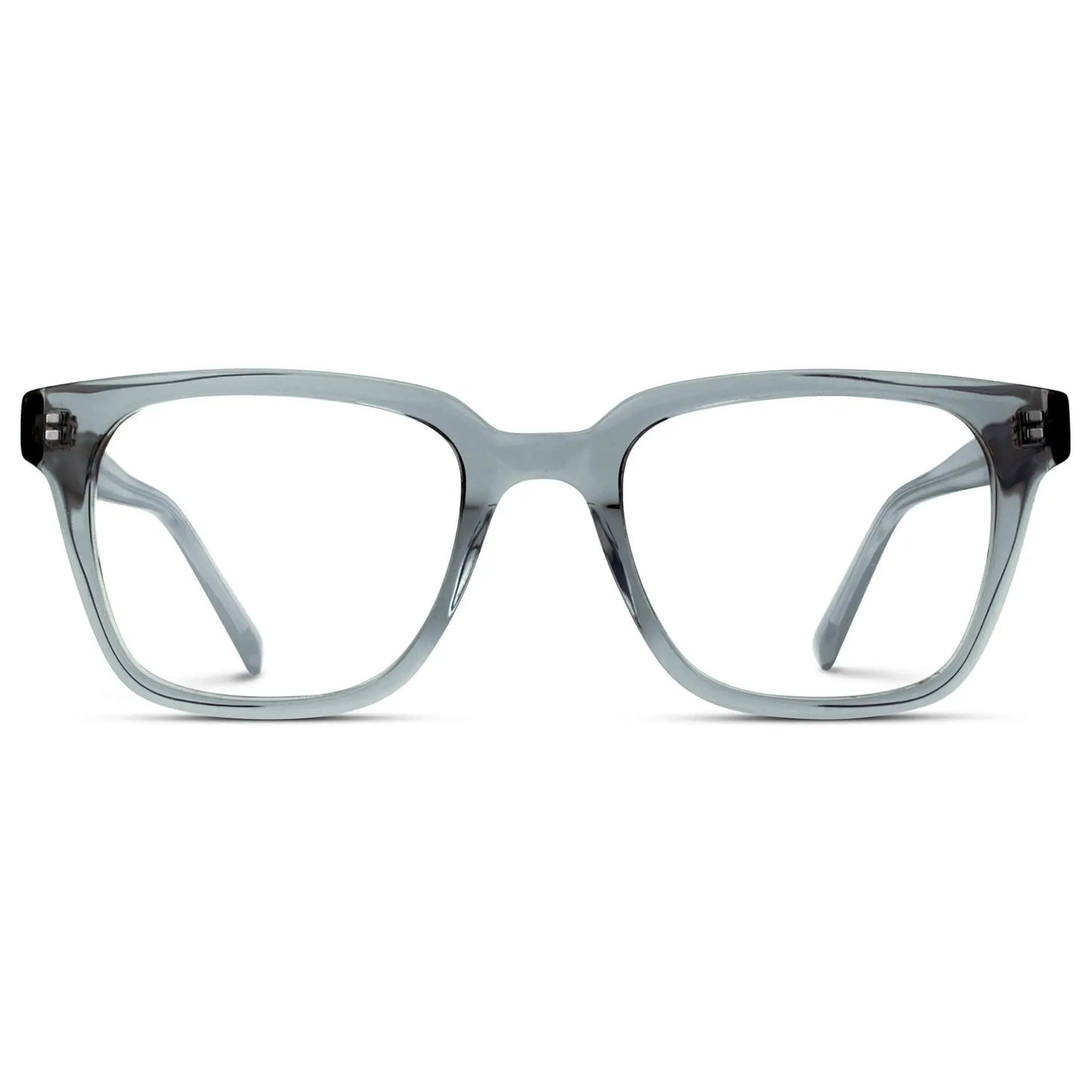 Denim Blue || Men's Rectangular Prescription Glasses with Denim Blue Frame and Clear Lenses on a white background