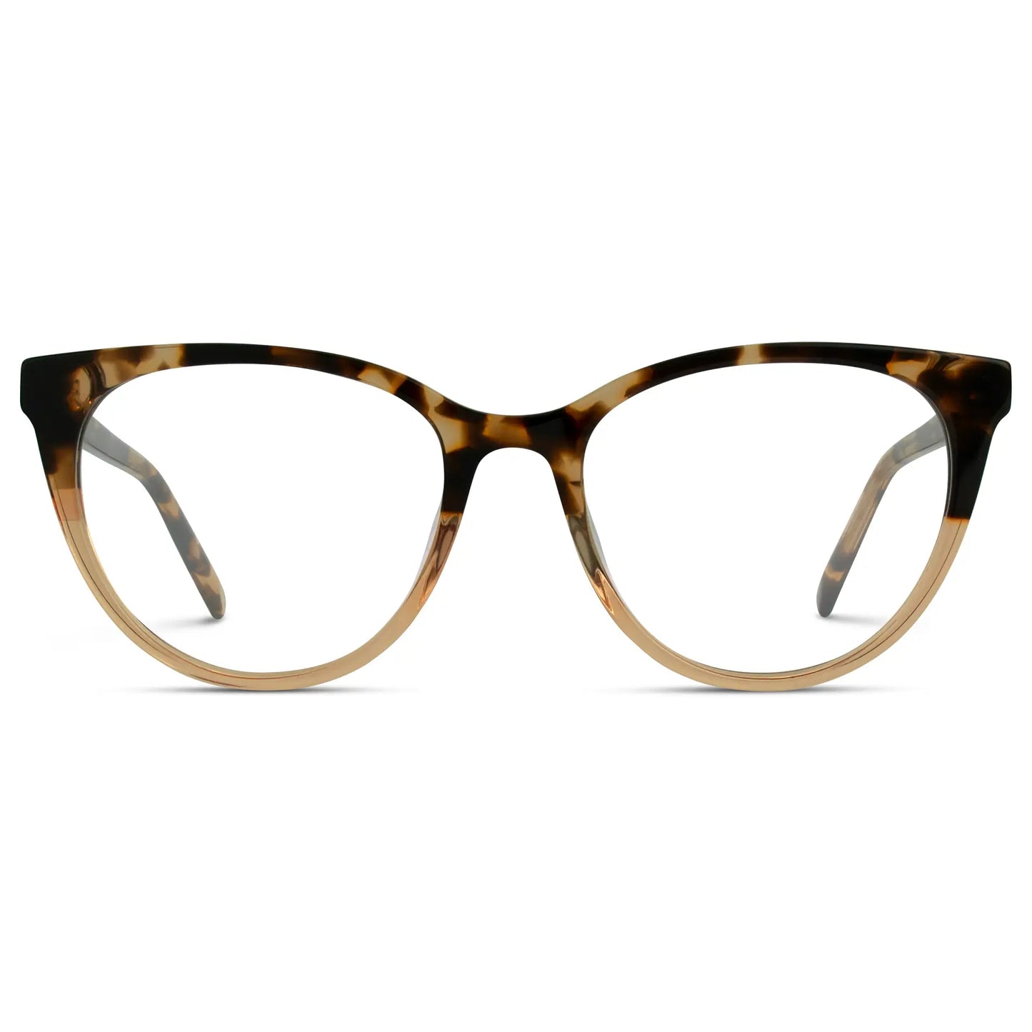 Crystal Brown Tortoise || Women's Brown Tortoise Cateye Acetate Frame Prescription Glasses with Clear Lenses
