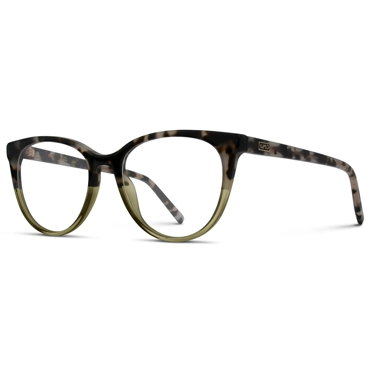 Tortoise Light Crystal Green || Women's Green Cateye Acetate Frame Prescription Glasses with Clear Lenses