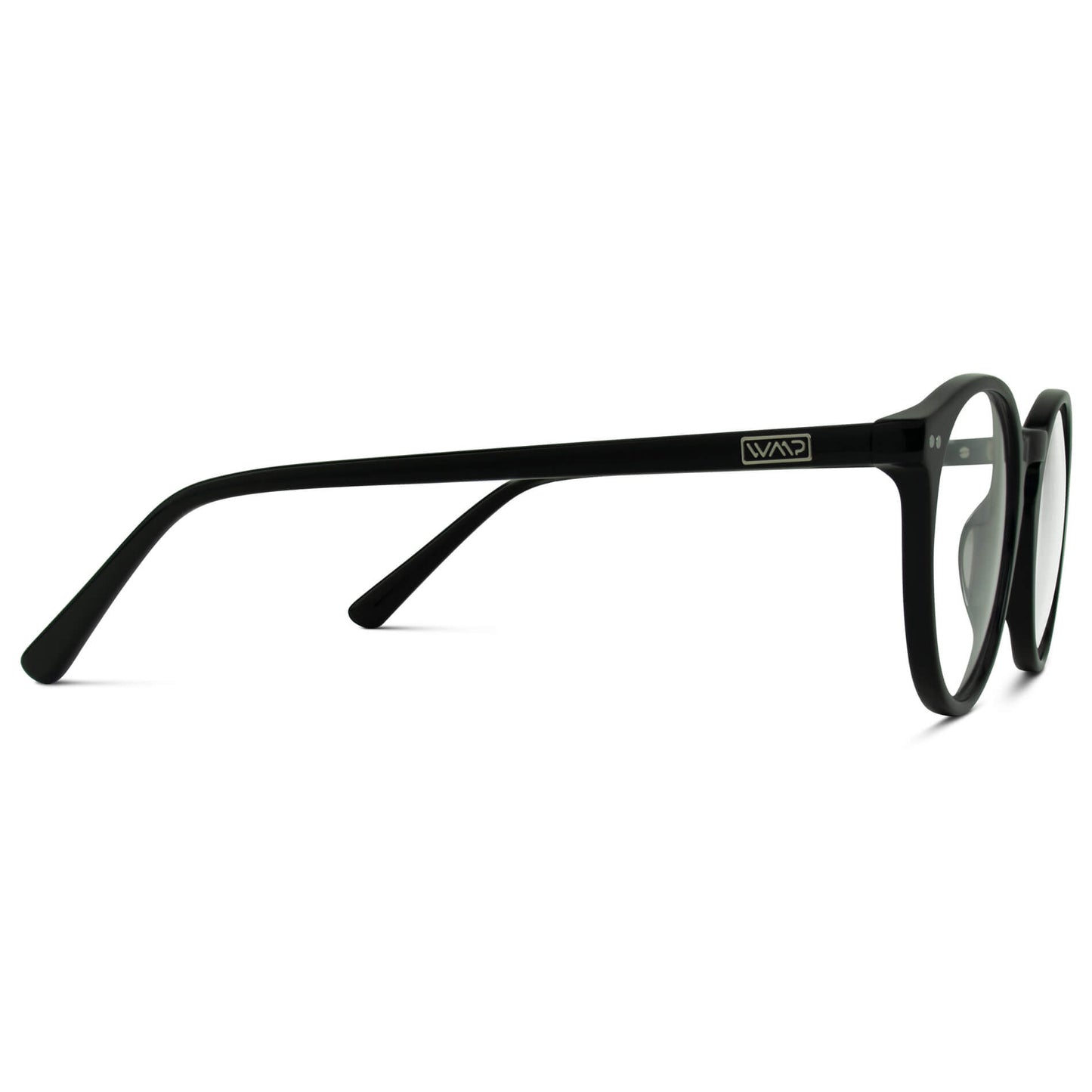 Glossy Black || Black Round Frame Prescription Glasses with Clear Lenses