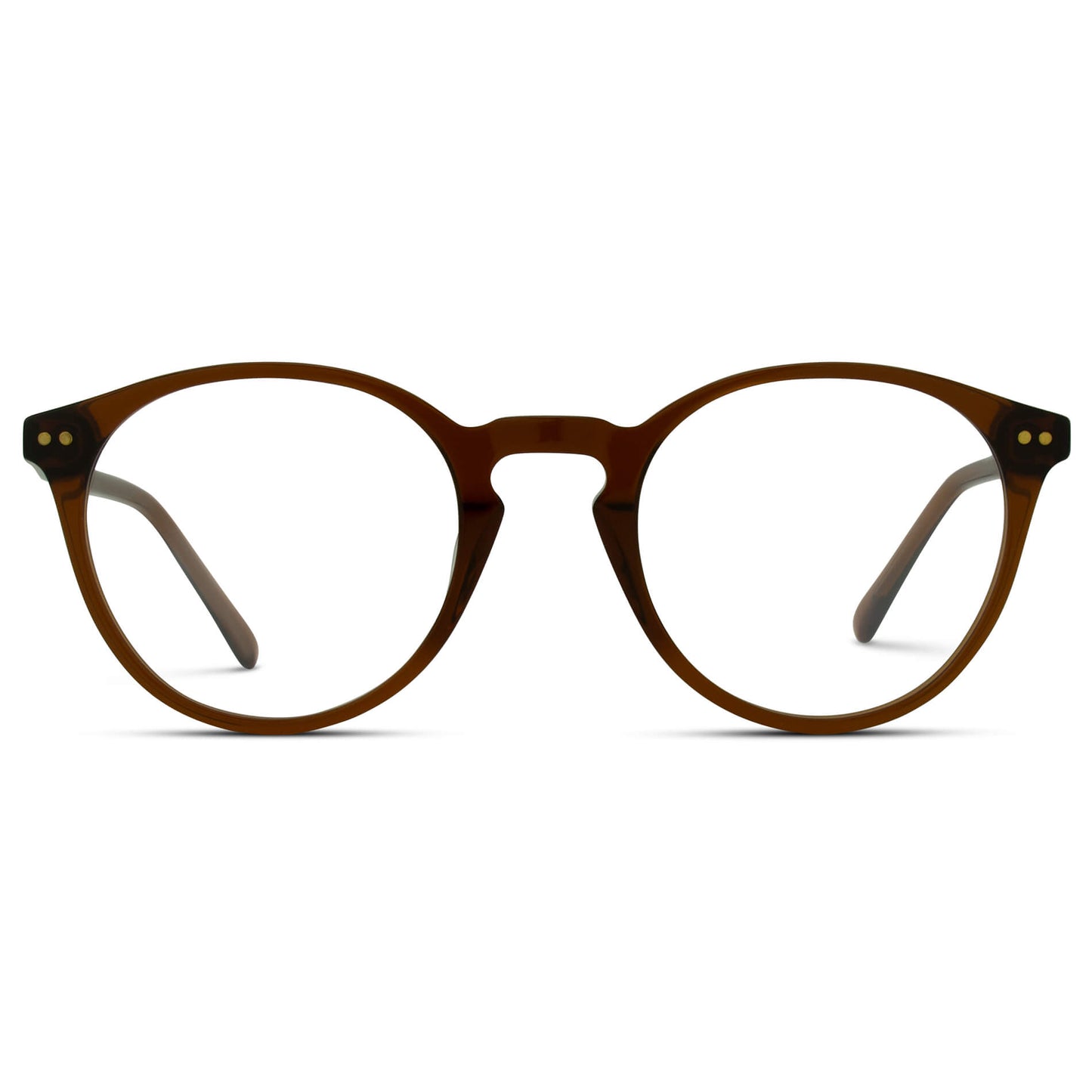 Crystal Chestnut Brown || Brown Round Frame Prescription Glasses with Clear Lenses