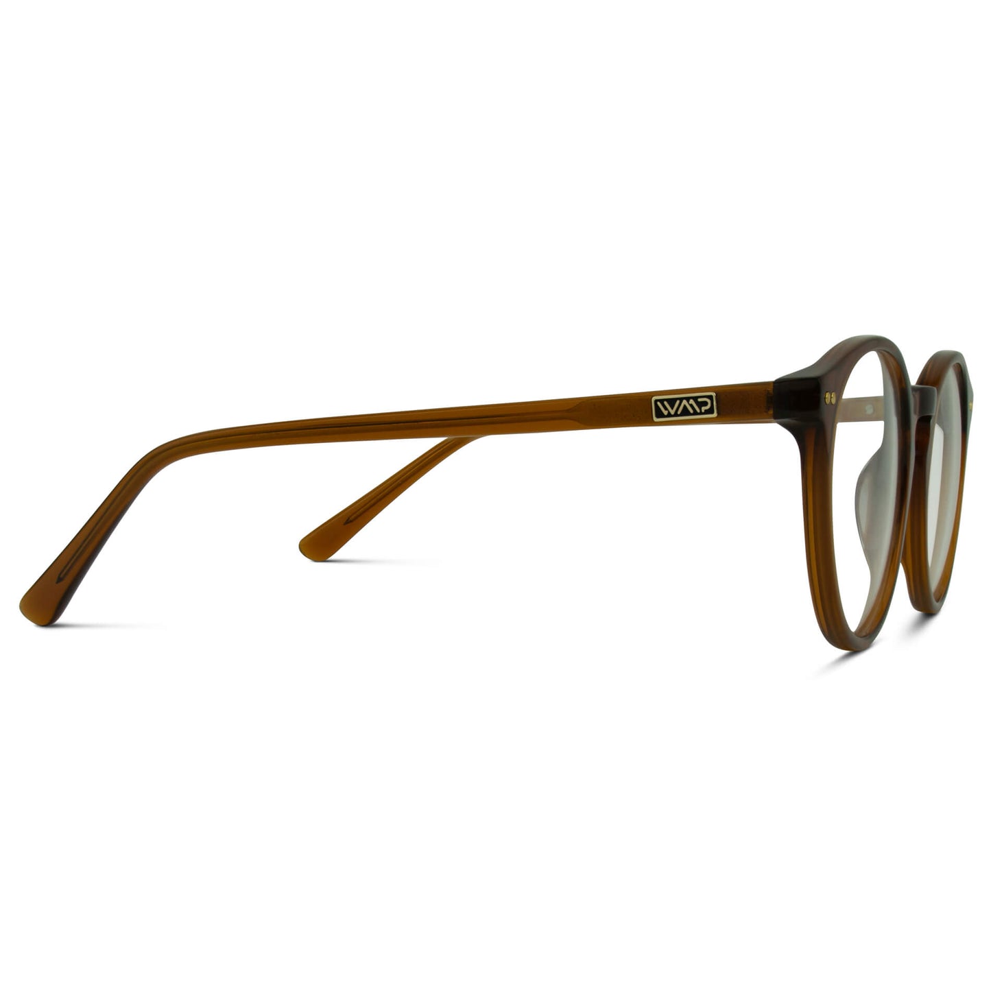 Crystal Chestnut Brown || Brown Round Frame Prescription Glasses with Clear Lenses