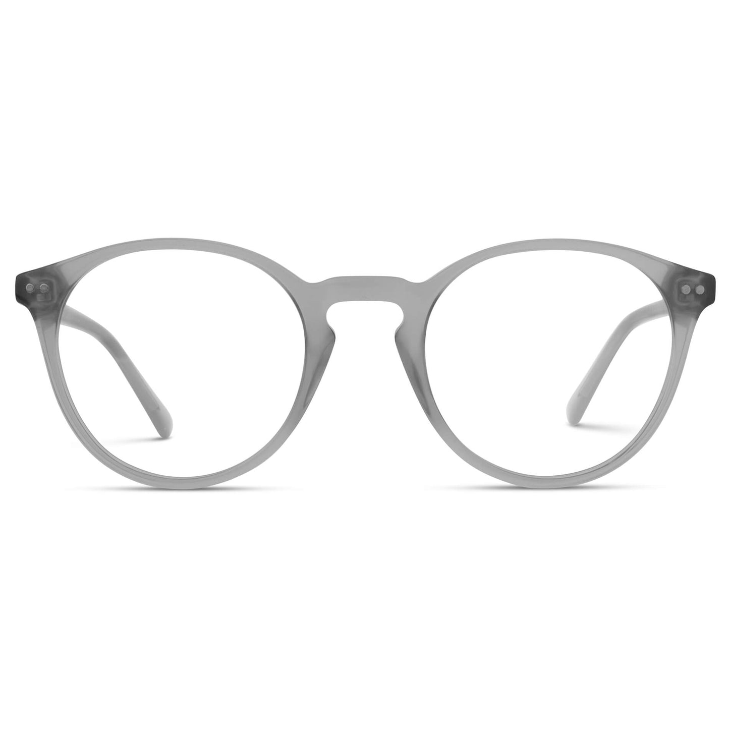 Cloudy Grey || Grey Round Frame Prescription Glasses with Clear Lenses