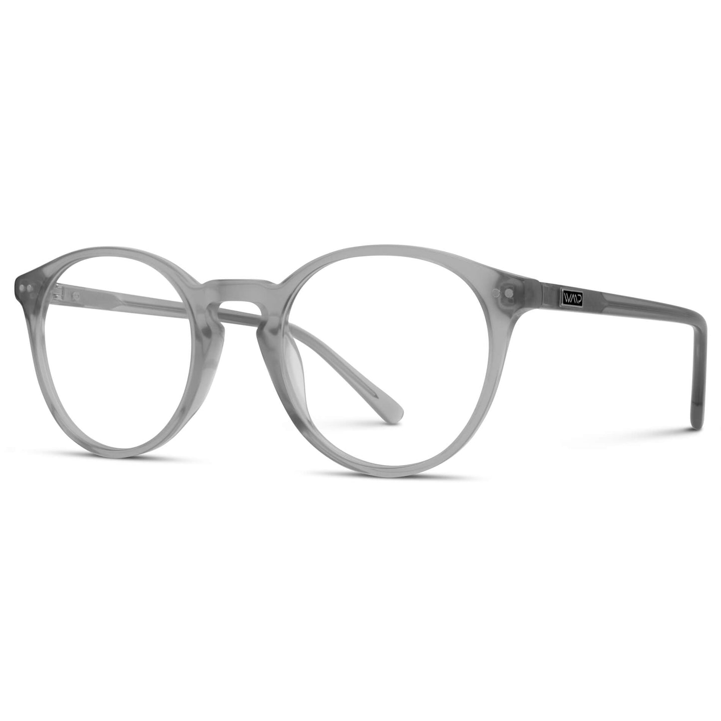 Cloudy Grey || Grey Round Frame Prescription Glasses with Clear Lenses