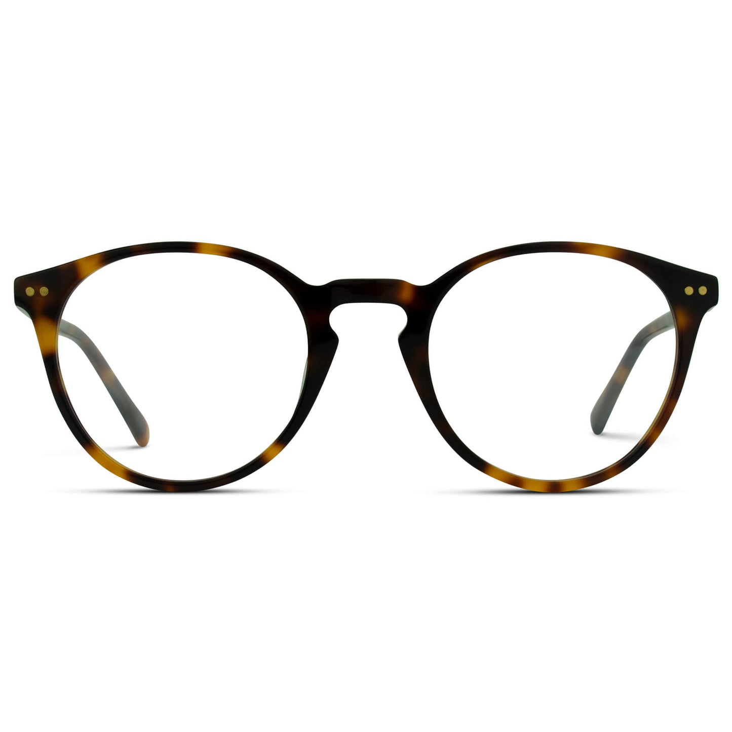 Tortoise Brown || Brown Round Frame Prescription Glasses with Clear Lenses