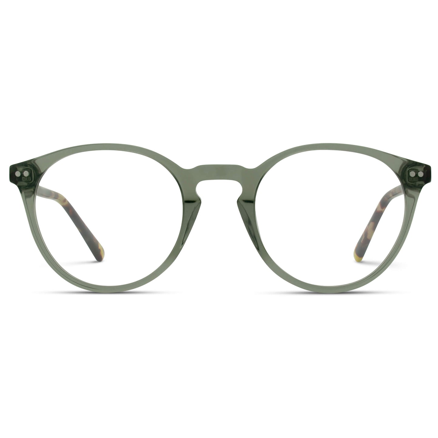 Tortoise Crystal Green || Green Round Frame Prescription Glasses with Clear Lenses