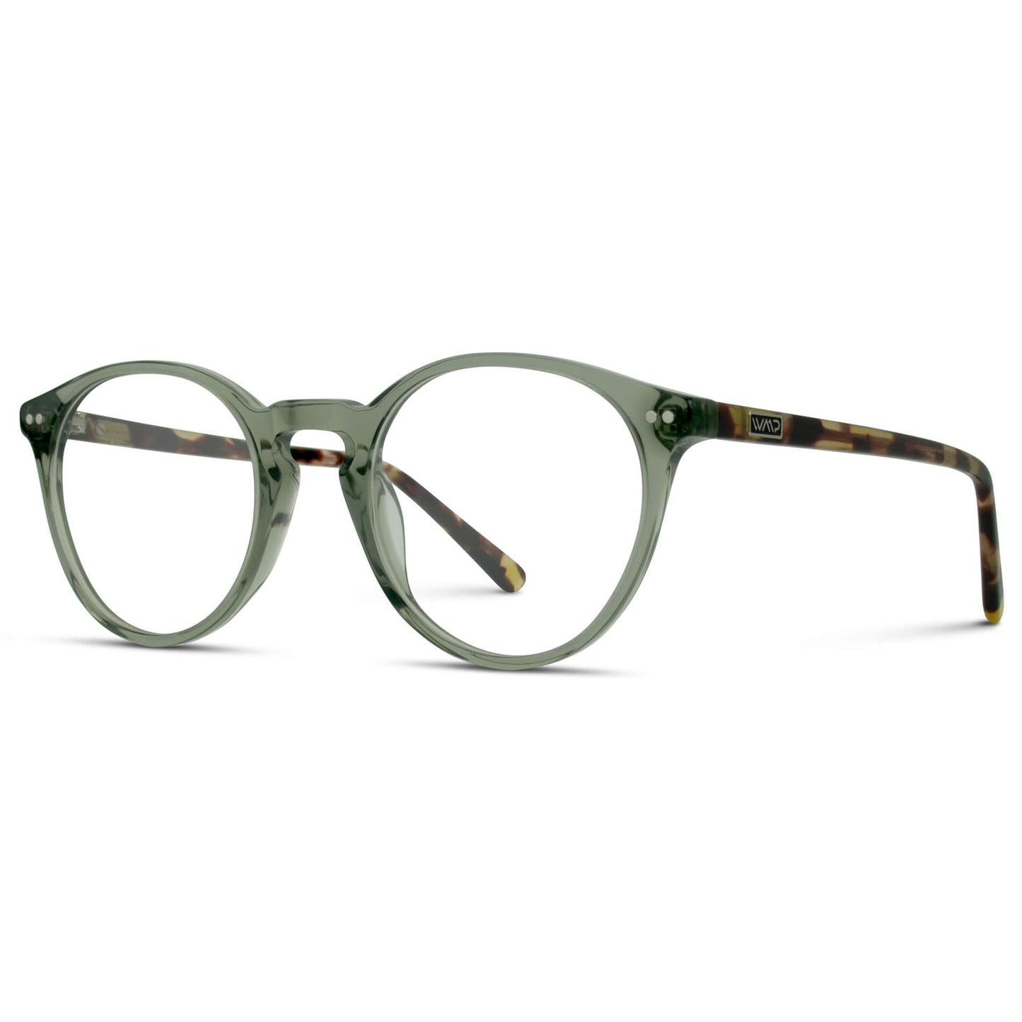 Tortoise Crystal Green || Green Round Frame Prescription Glasses with Clear Lenses