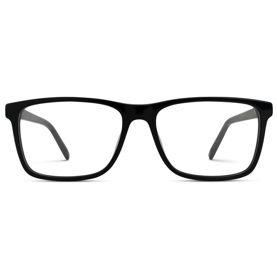 Glossy Black || Black Rectangle Frame Blue Light Blocking Glasses for Computer Use