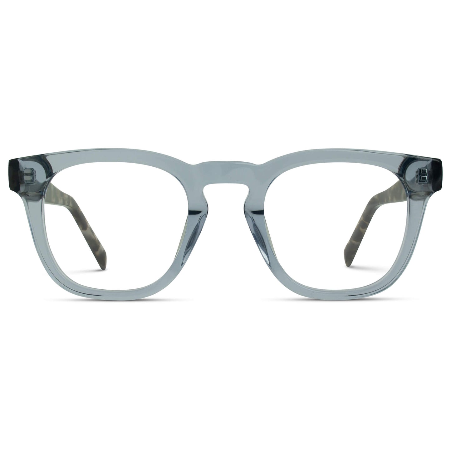 Tortoise Denim Blue || Square Blue Frame Glasses with Clear Prescription Lenses