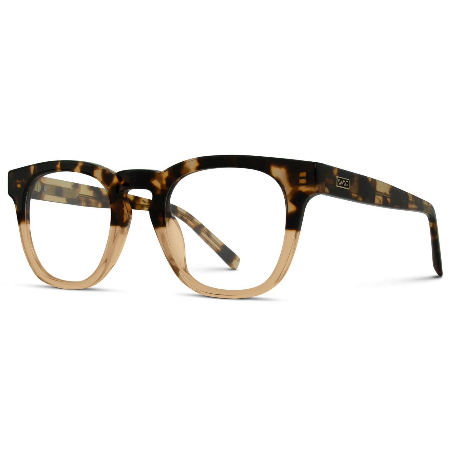 Crystal Brown Tortoise || Square Tortoise Frame Glasses with Clear Prescription Lenses