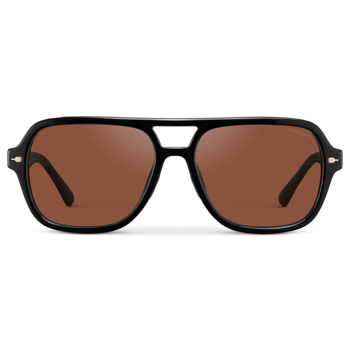 Black / Tinted Red Lens || Women's Flat-Top Aviator Sunglasses with Black Frame and Tinted Red Lens on a white background