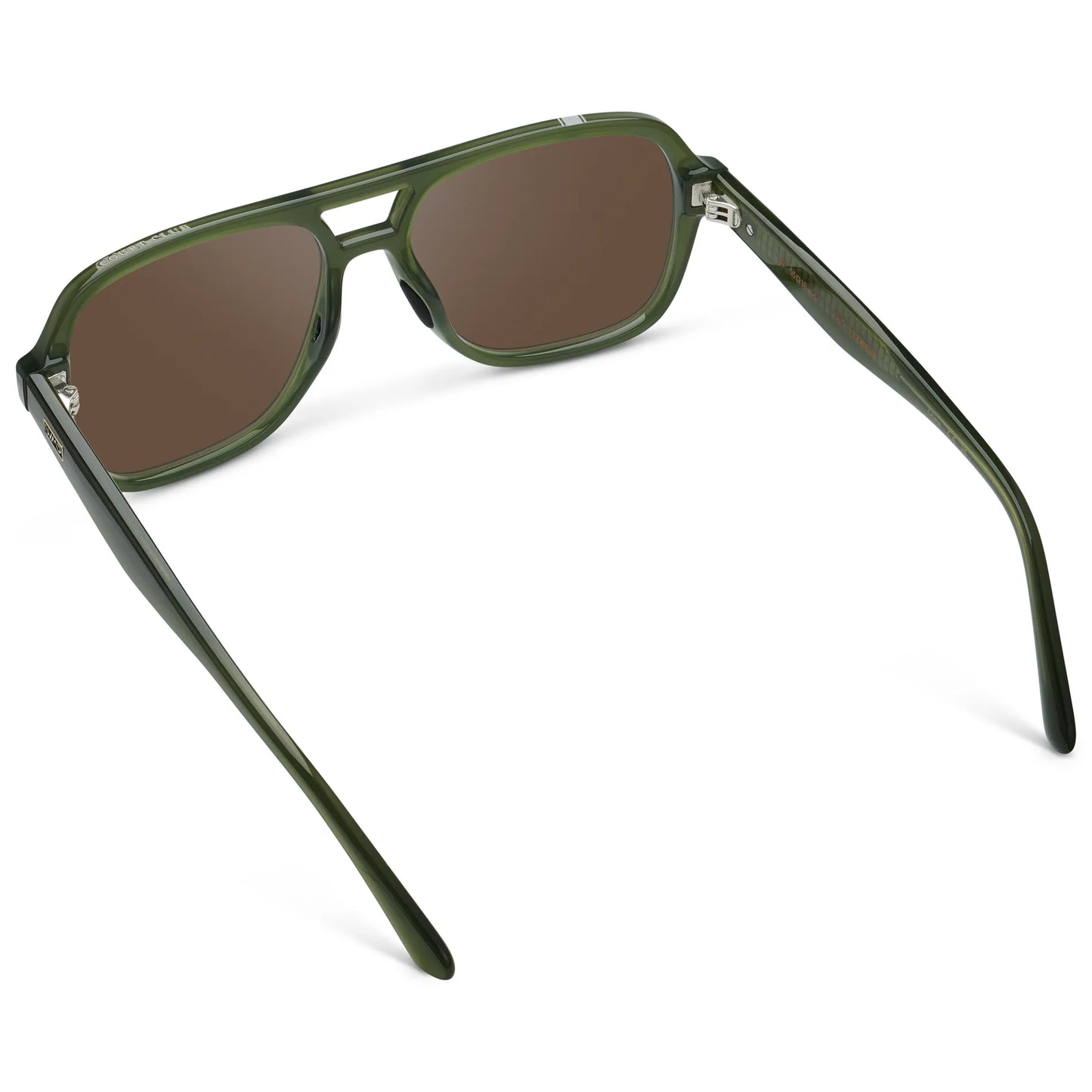 Olive Green / Brown Lens || Back view of Women's Flat-Top Aviator Sunglasses with Olive Green Frame and Brown Lens on a white background