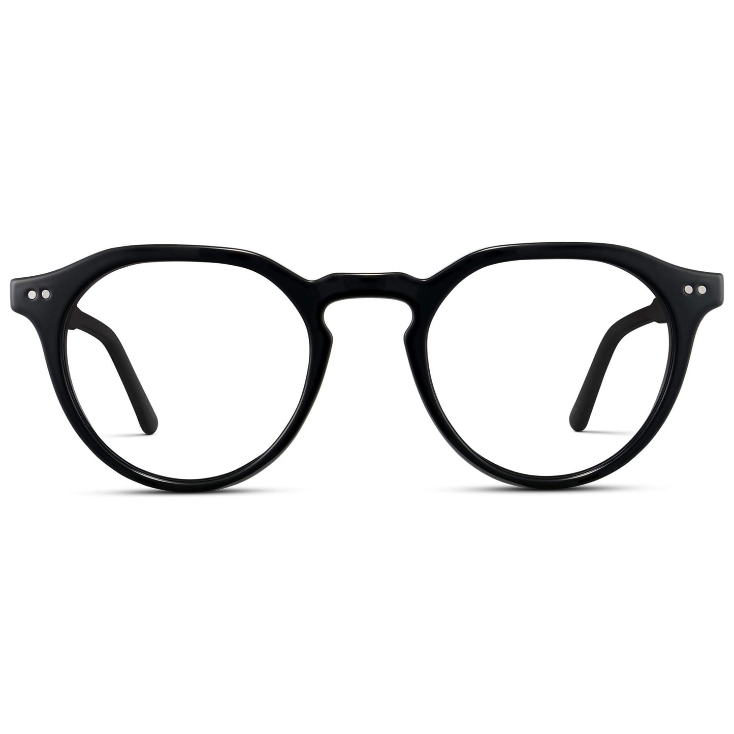 Black || Men's Round Prescription Glasses with Black Acetate frame and Clear Lenses