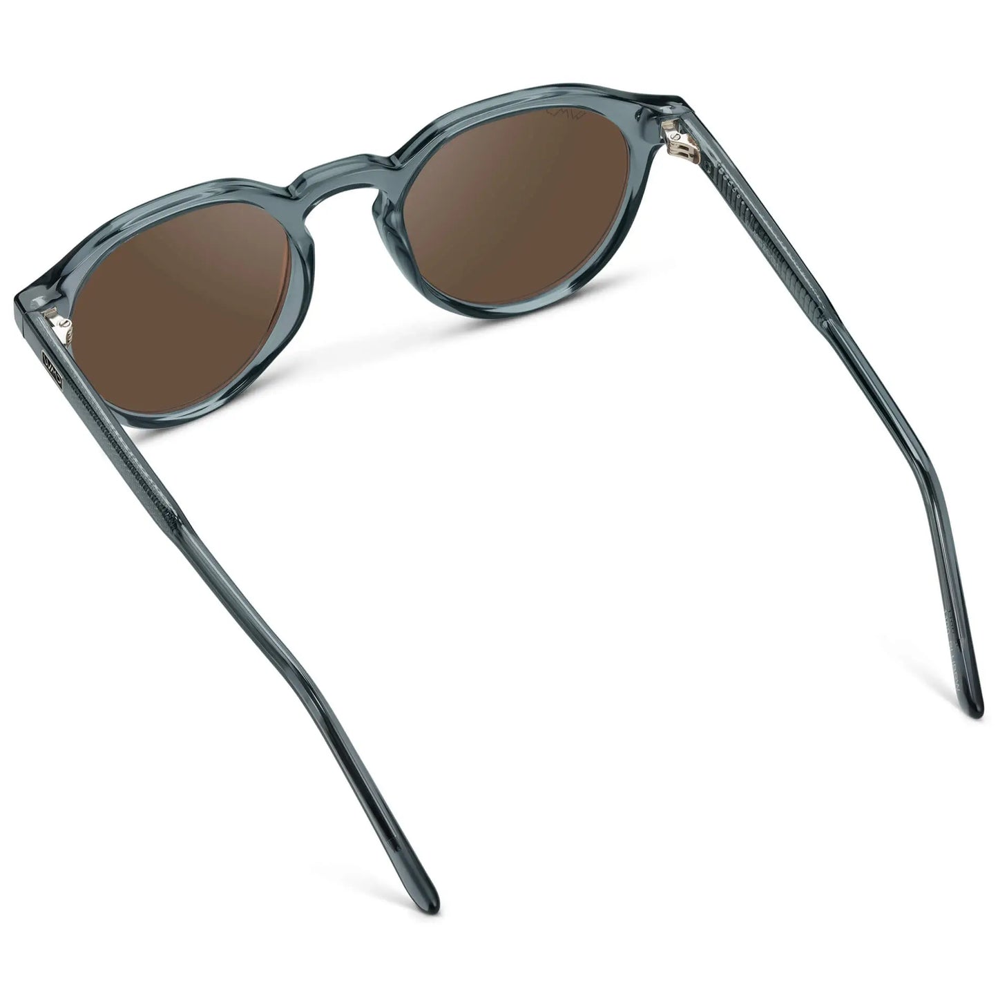 Crystal Stone Blue / Brown Lens || Men's Round Polarized Sunglasses with Blue acetate frame and brown lens