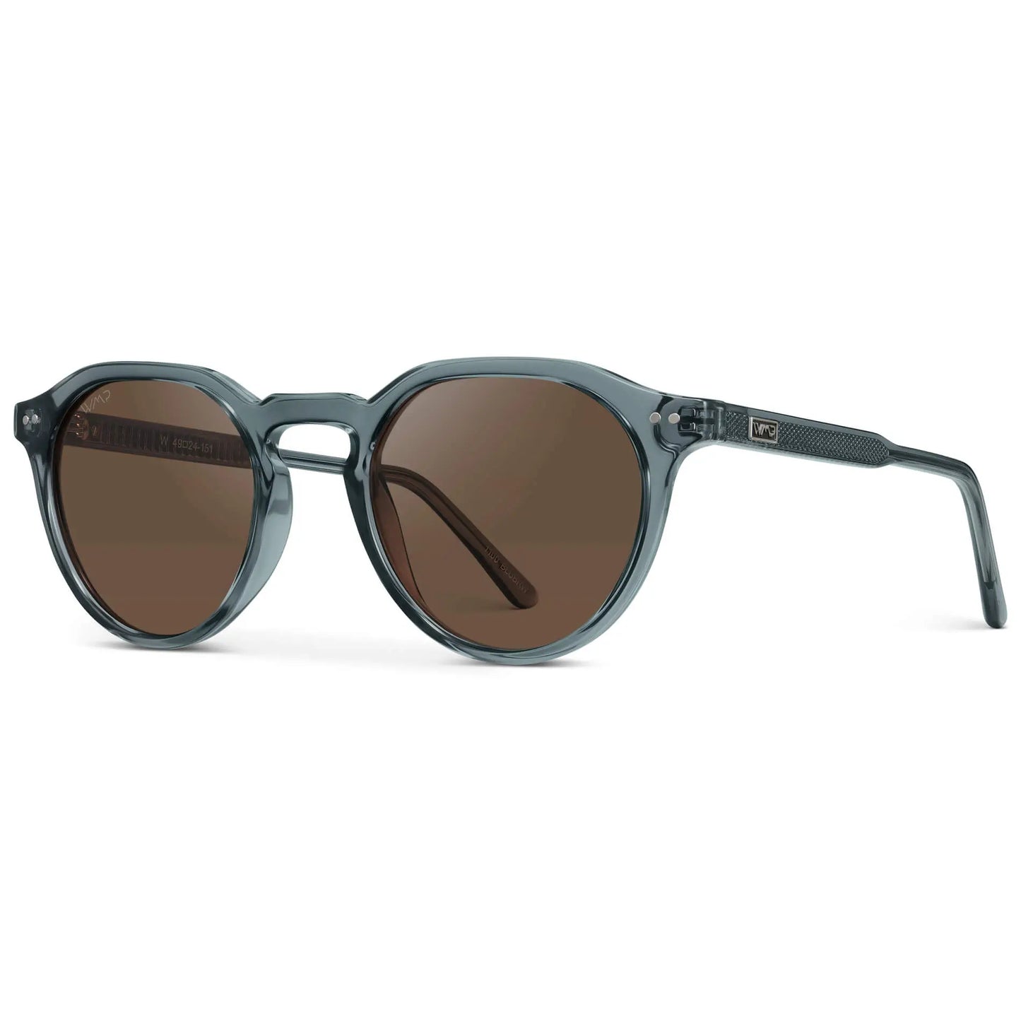 Crystal Stone Blue / Brown Lens || Men's Round Polarized Sunglasses with Blue acetate frame and brown lens