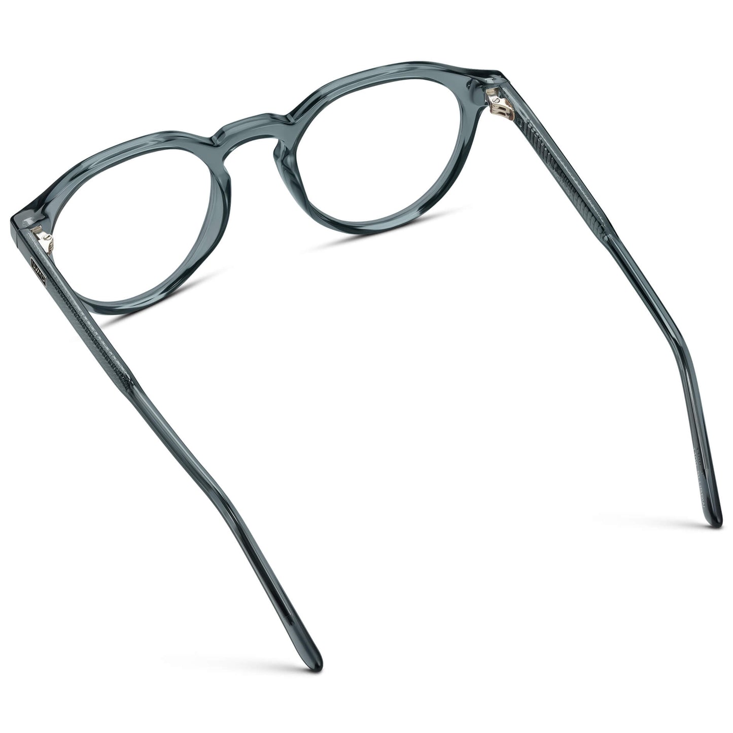 Crystal Stone Blue || Men's Round Prescription Glasses with Blue Acetate frame and Clear Lenses