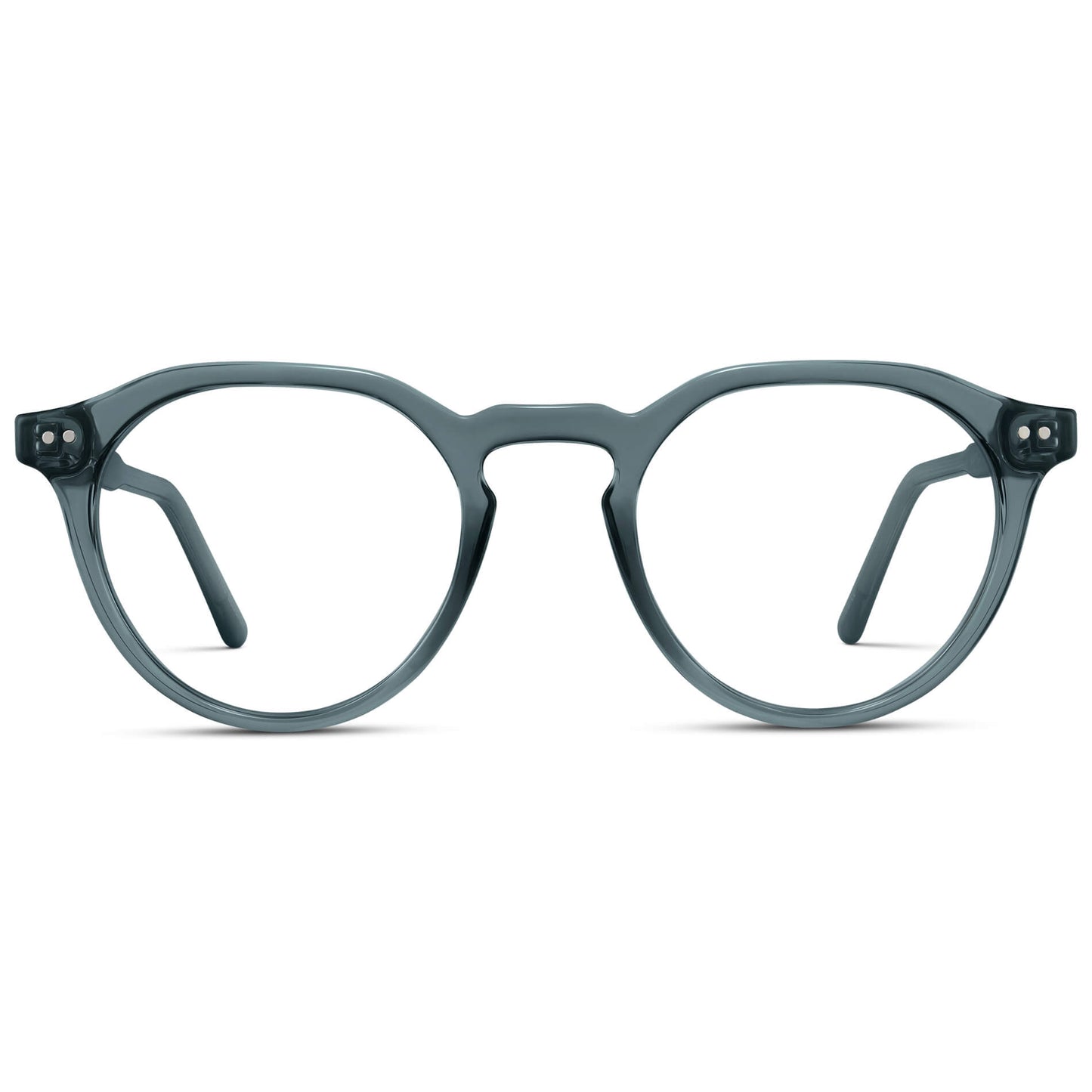 Crystal Stone Blue || Men's Round Prescription Glasses with Blue Acetate frame and Clear Lenses