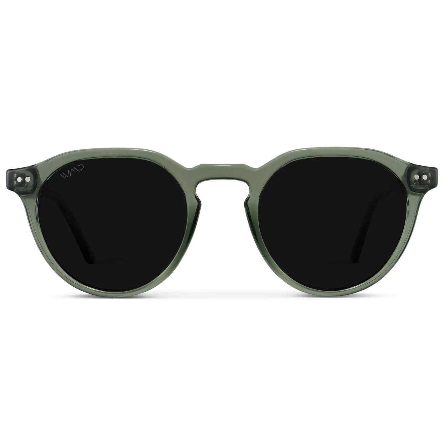 Crystal Agave Green / Triple Black Lens || Men's Round Polarized Sunglasses with Green Acetate frame and Black lens